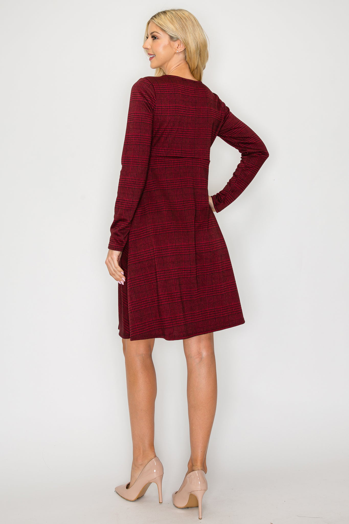 Ivy Casual Long Sleeve Dress W/Side Pocket