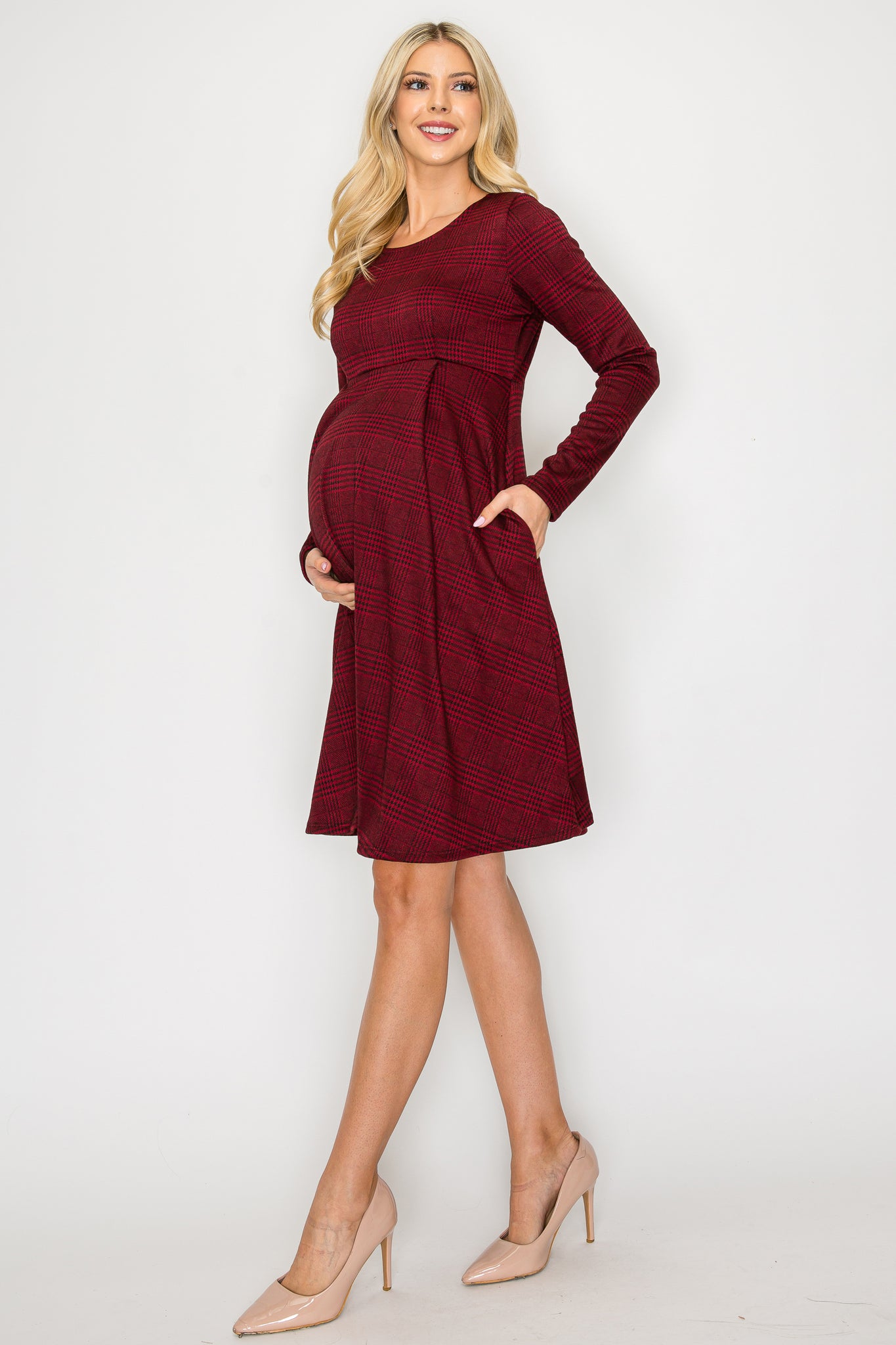 Ivy Casual Long Sleeve Dress W/Side Pocket