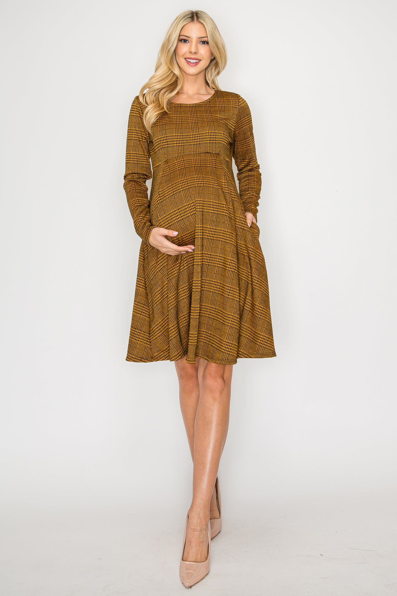 Ivy Casual Long Sleeve Dress W/Side Pocket