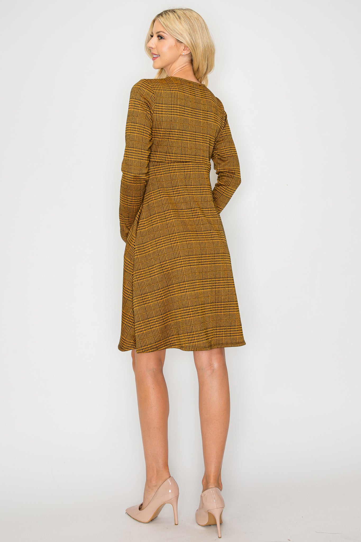 Ivy Casual Long Sleeve Dress W/Side Pocket