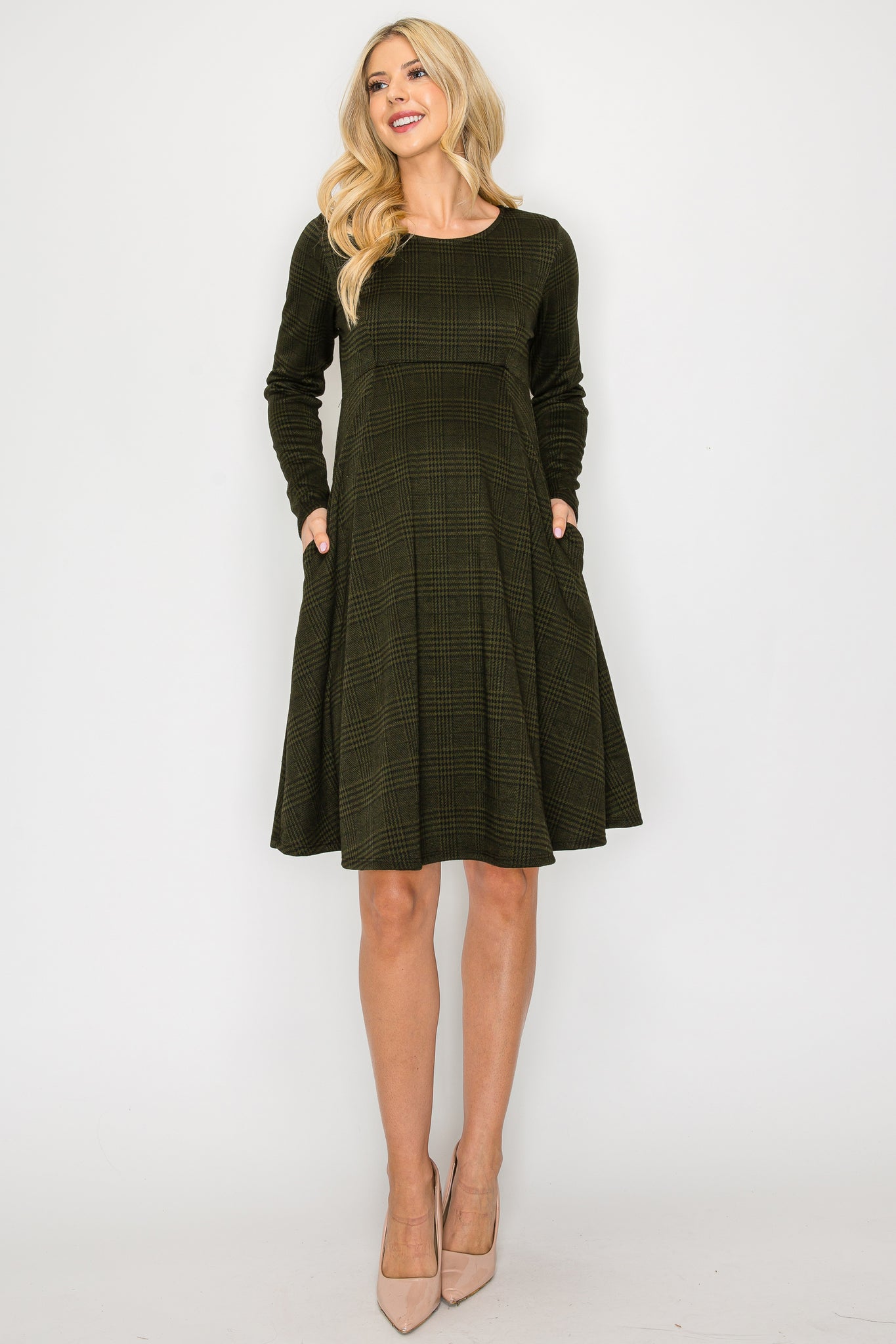 Ivy Casual Long Sleeve Dress W/Side Pocket