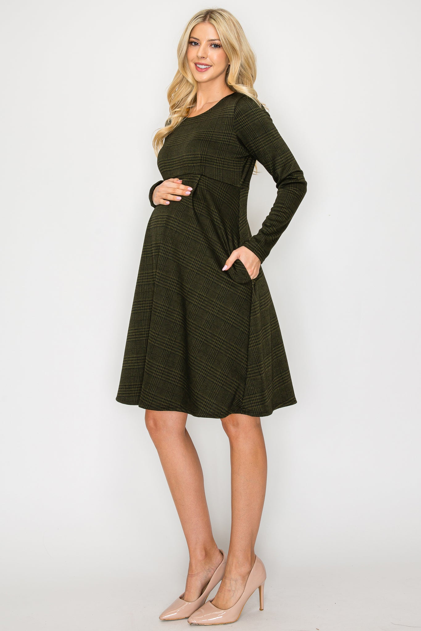 Ivy Casual Long Sleeve Dress W/Side Pocket