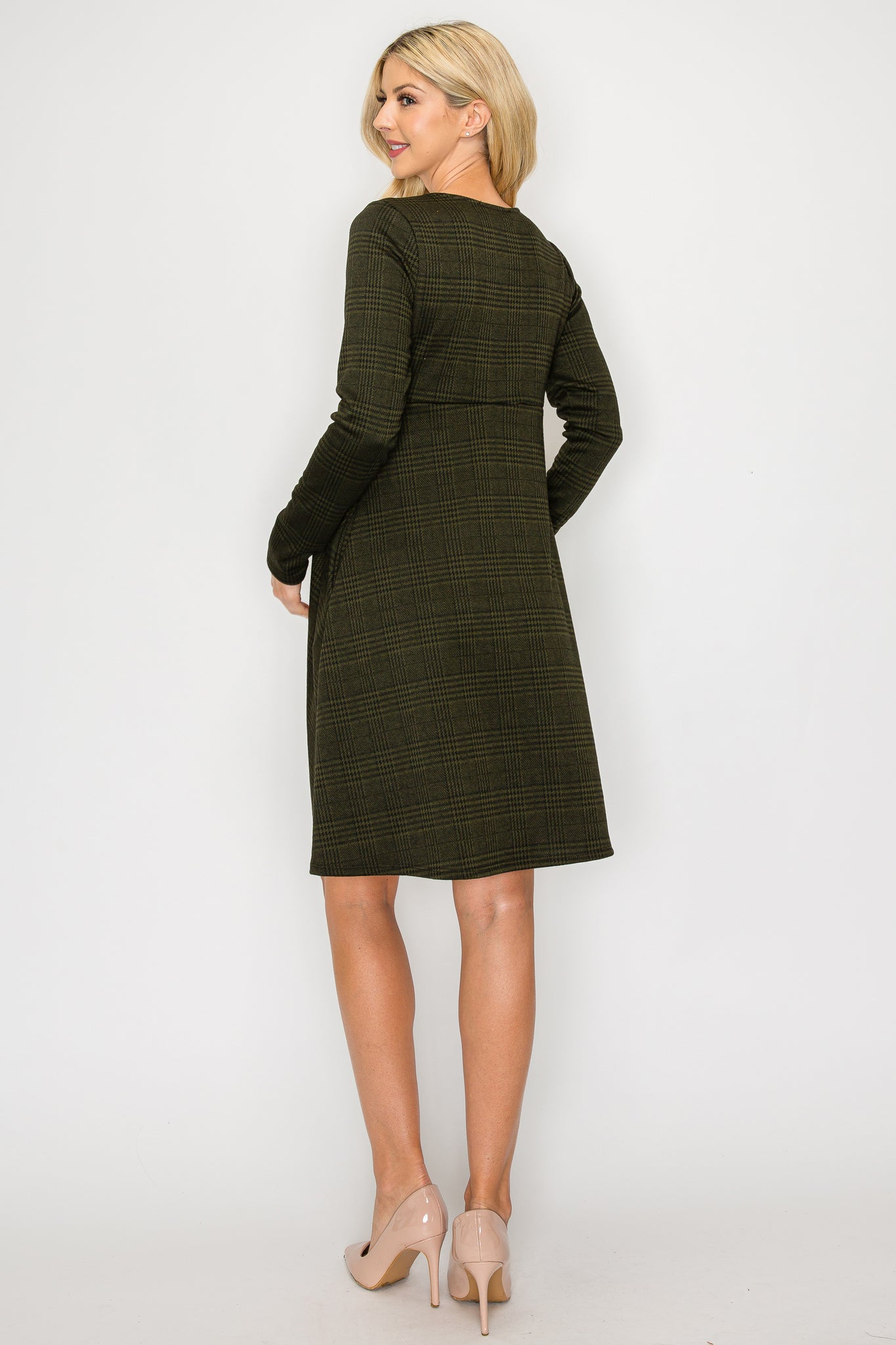 Ivy Casual Long Sleeve Dress W/Side Pocket