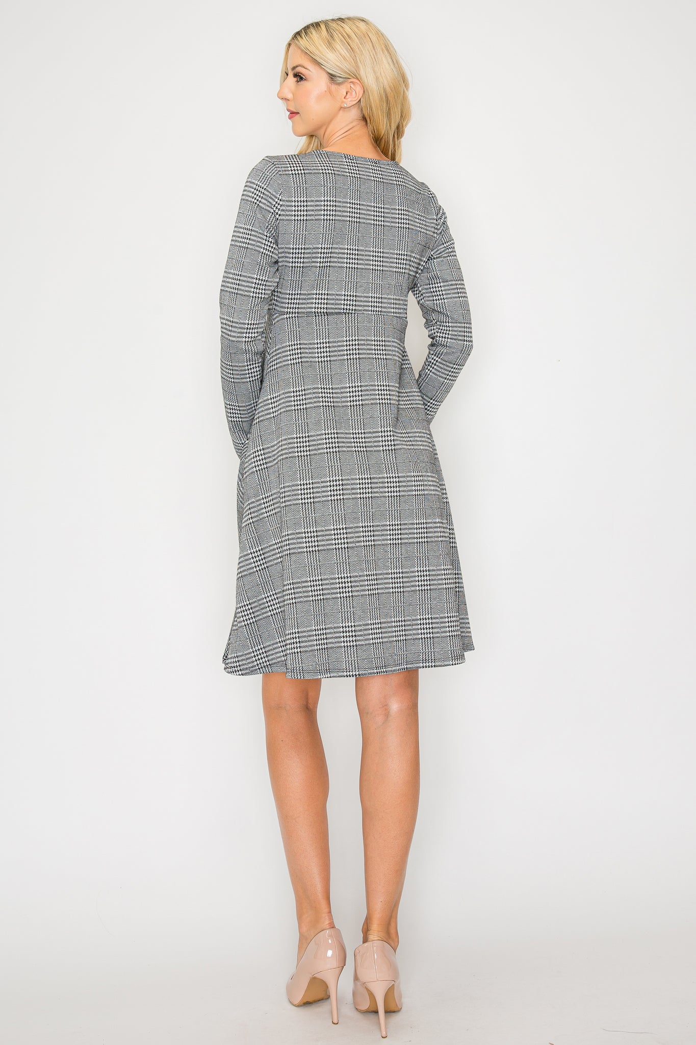 Ivy Casual Long Sleeve Dress W/Side Pocket