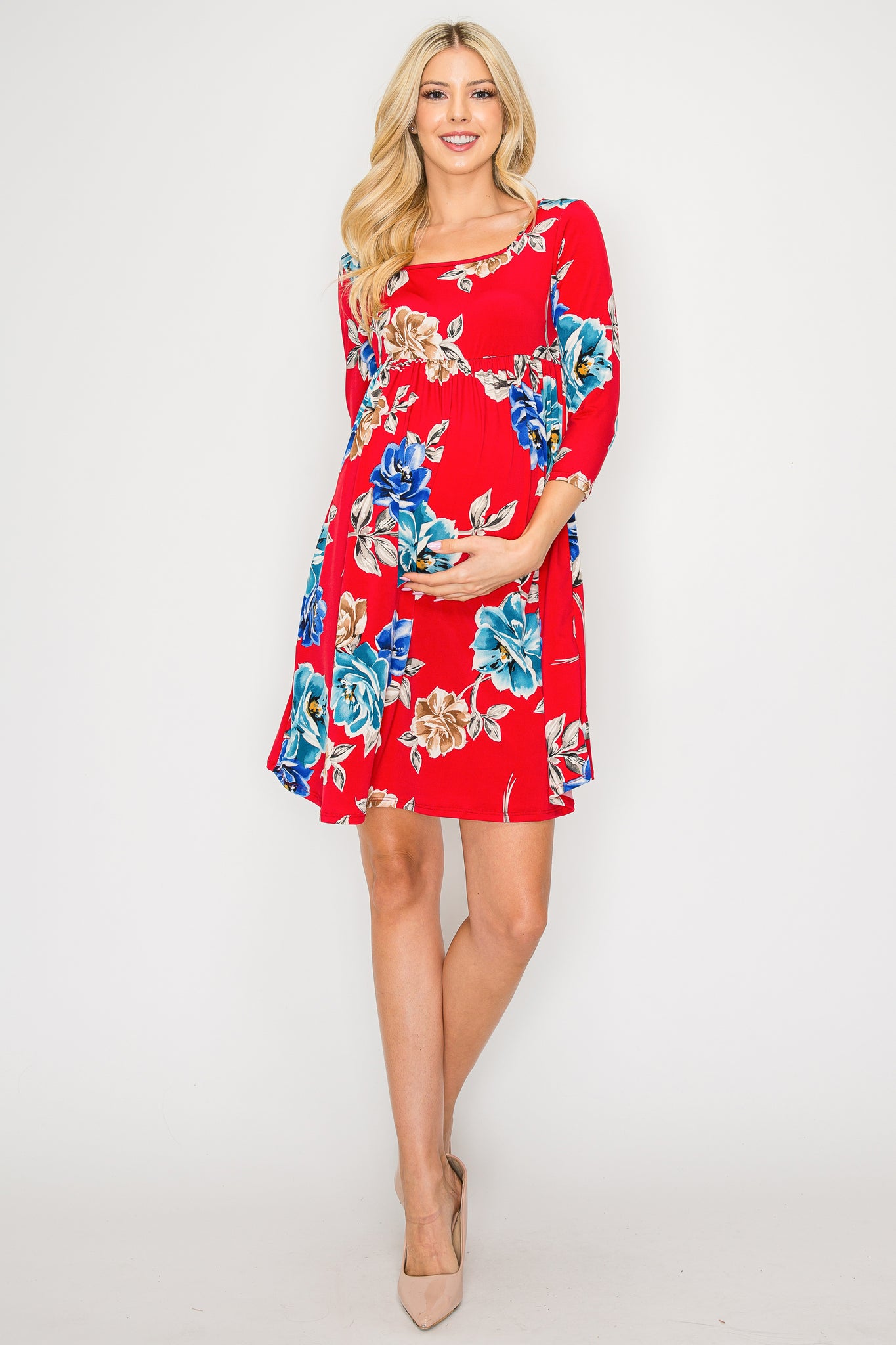 Layla Square Neck Long Sleeve Dress W/Side Pocket