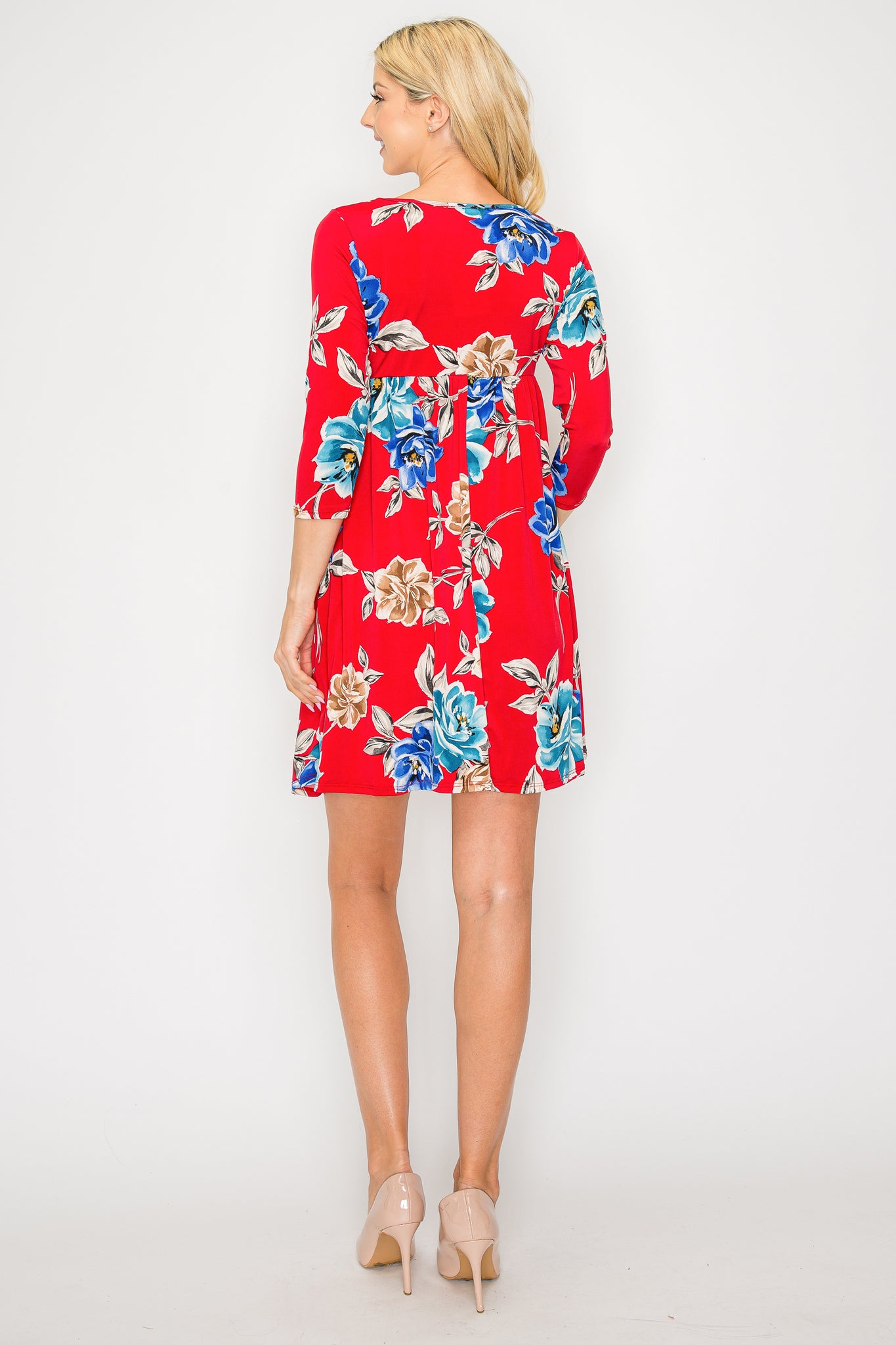 Layla Square Neck Long Sleeve Dress W/Side Pocket