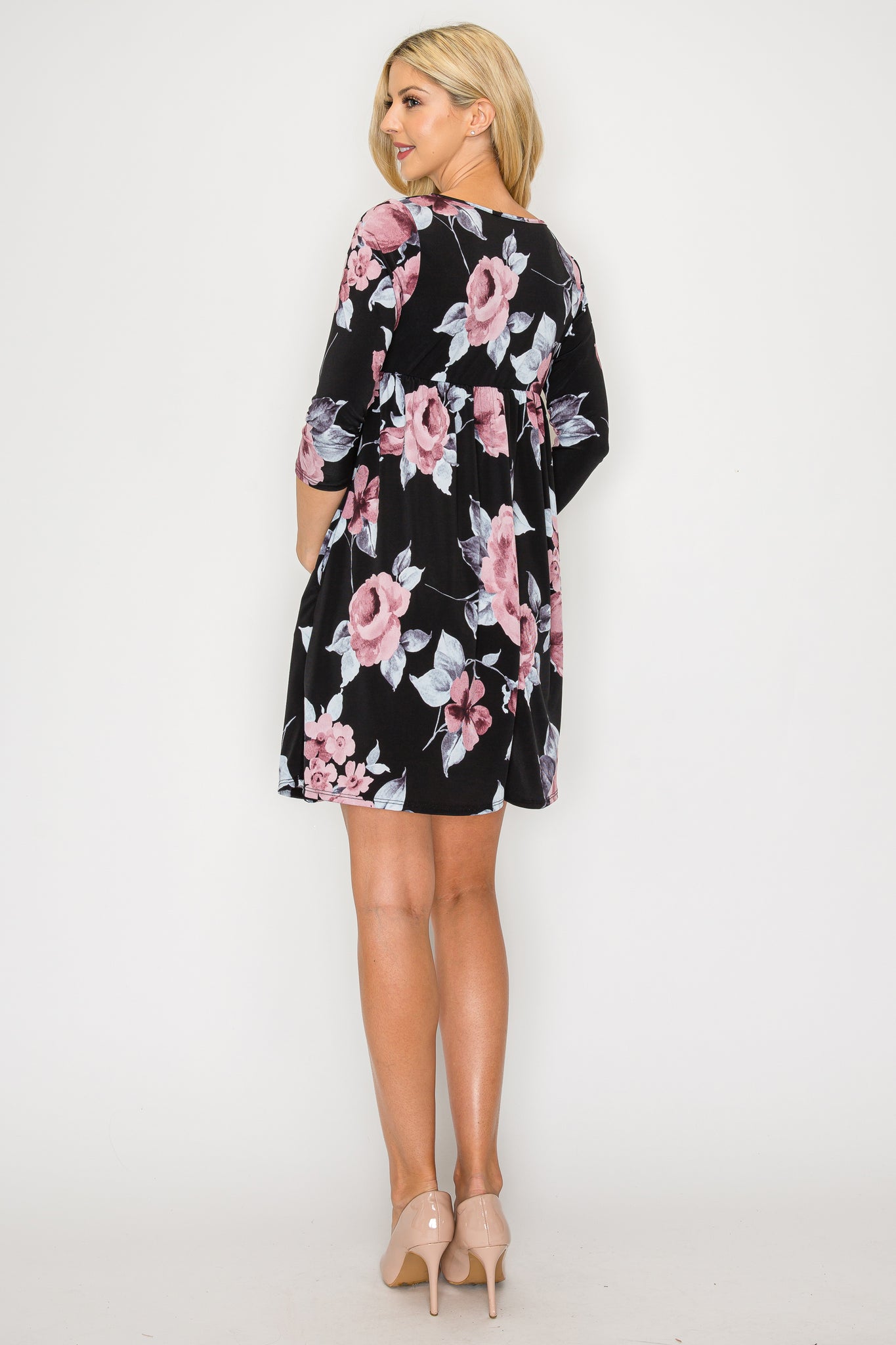 Brea Square Neck Long Sleeve Dress W/Side Pocket