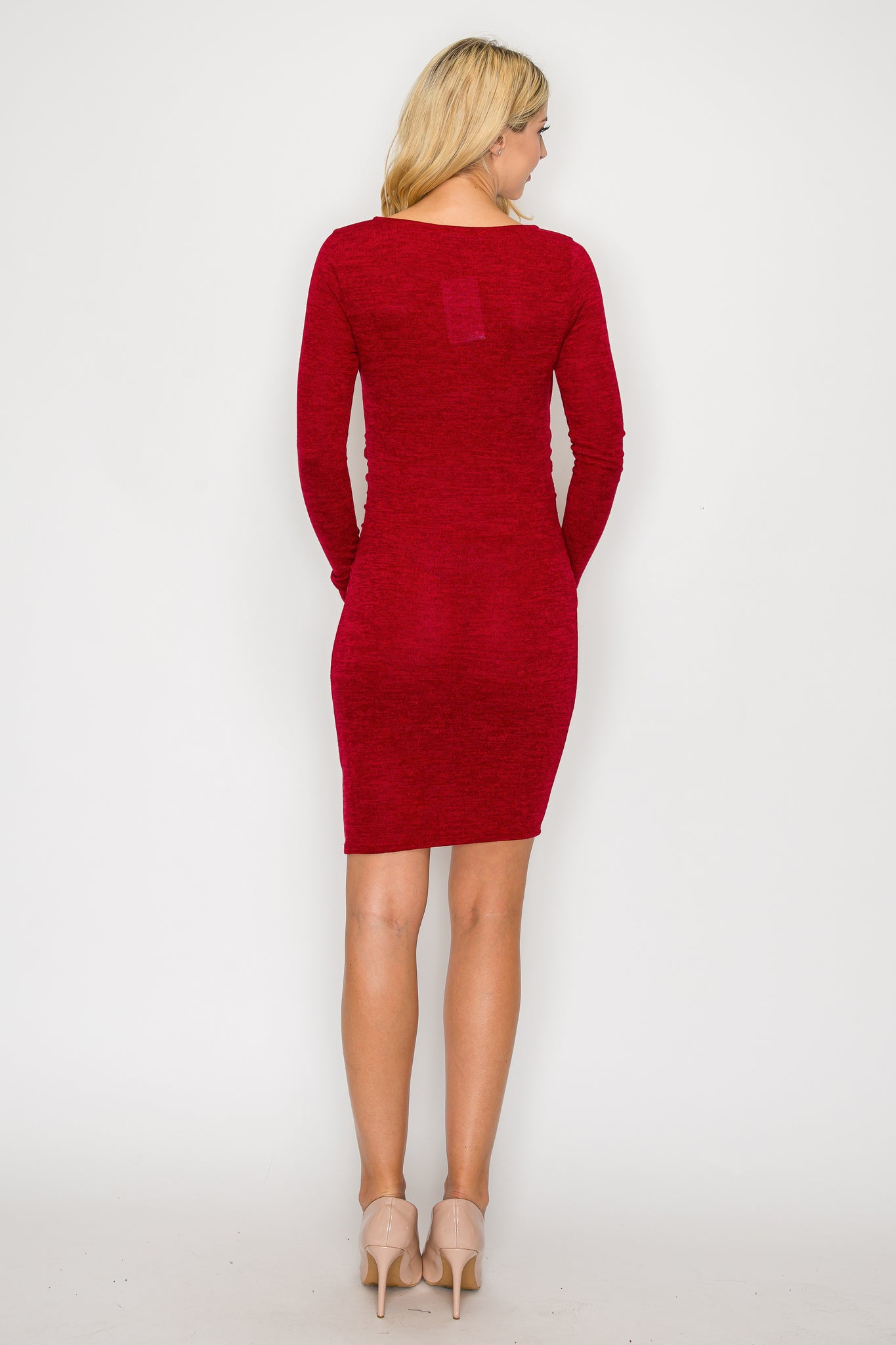 Amber Long Sleeve Over Wrap V Neck Dress