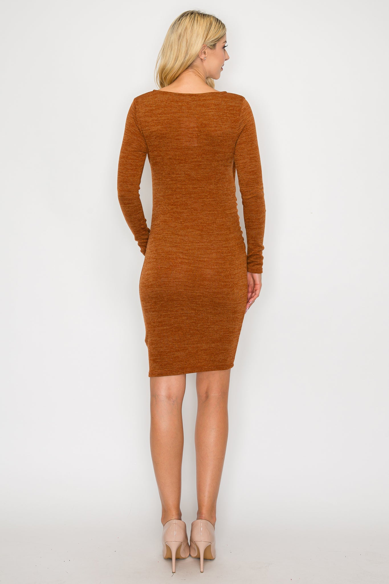 Amber Long Sleeve Over Wrap V Neck Dress