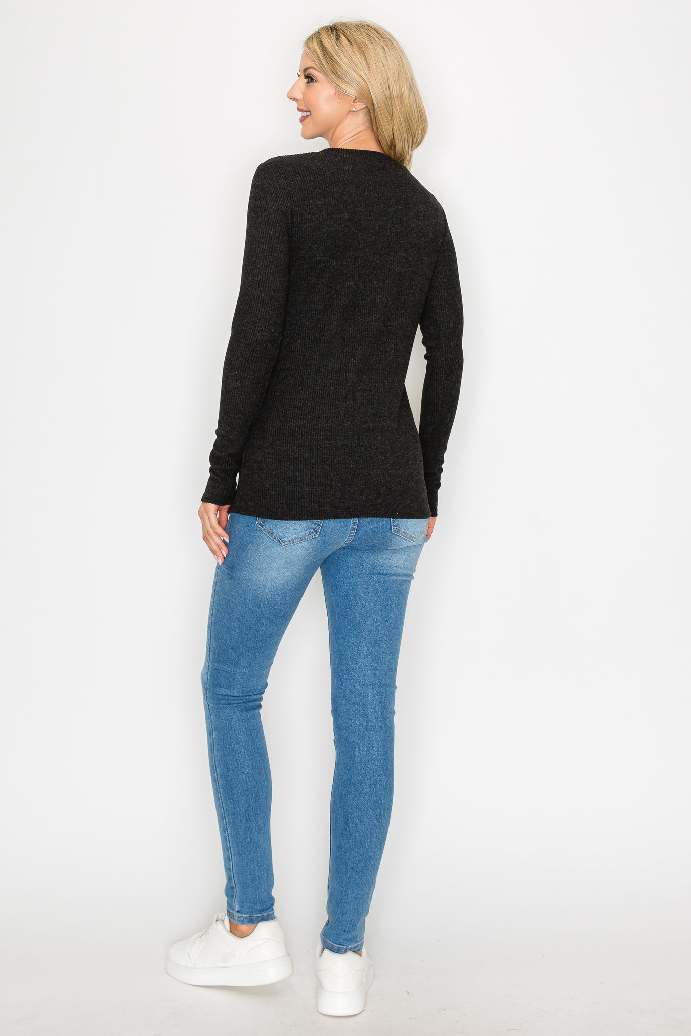 Megan Casual Long Sleeve Ribbed Top