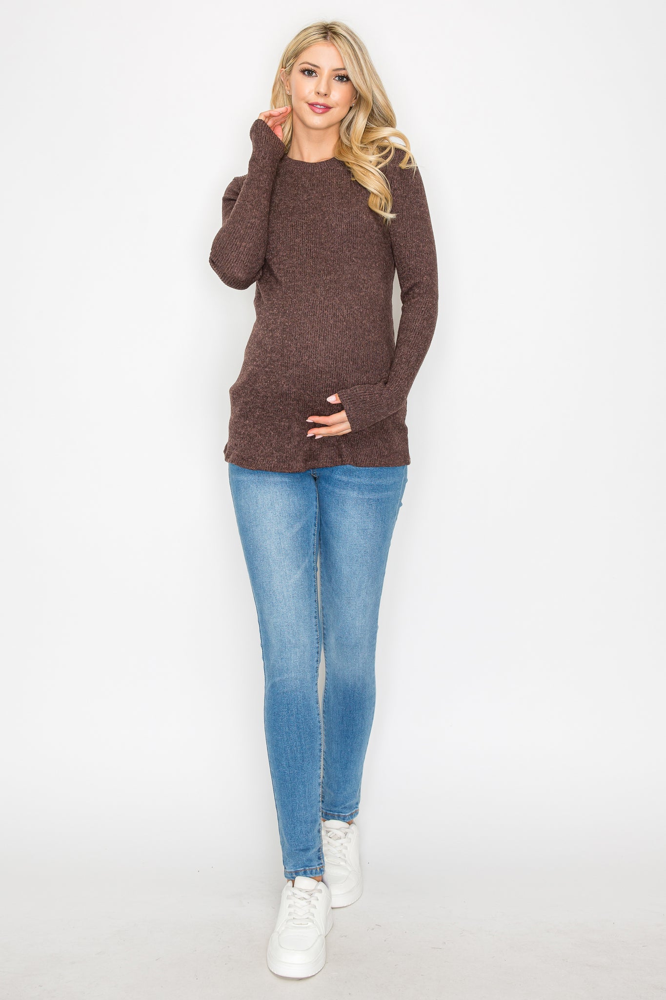 Megan Casual Long Sleeve Ribbed Top