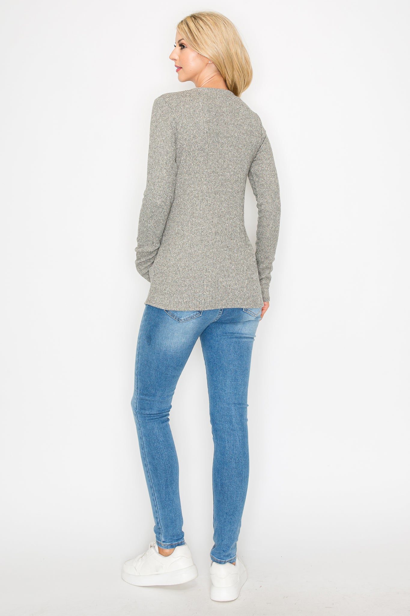 Megan Casual Long Sleeve Ribbed Top