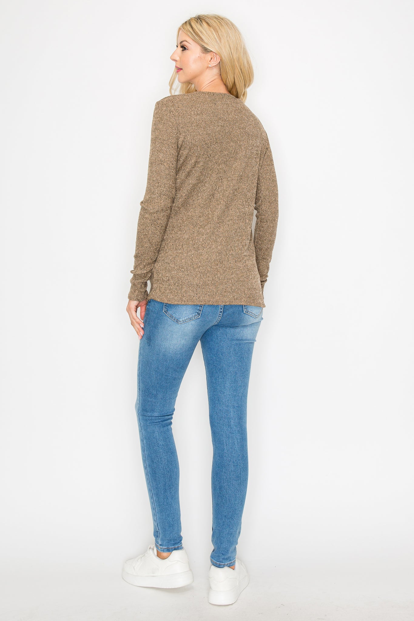 Megan Casual Long Sleeve Ribbed Top