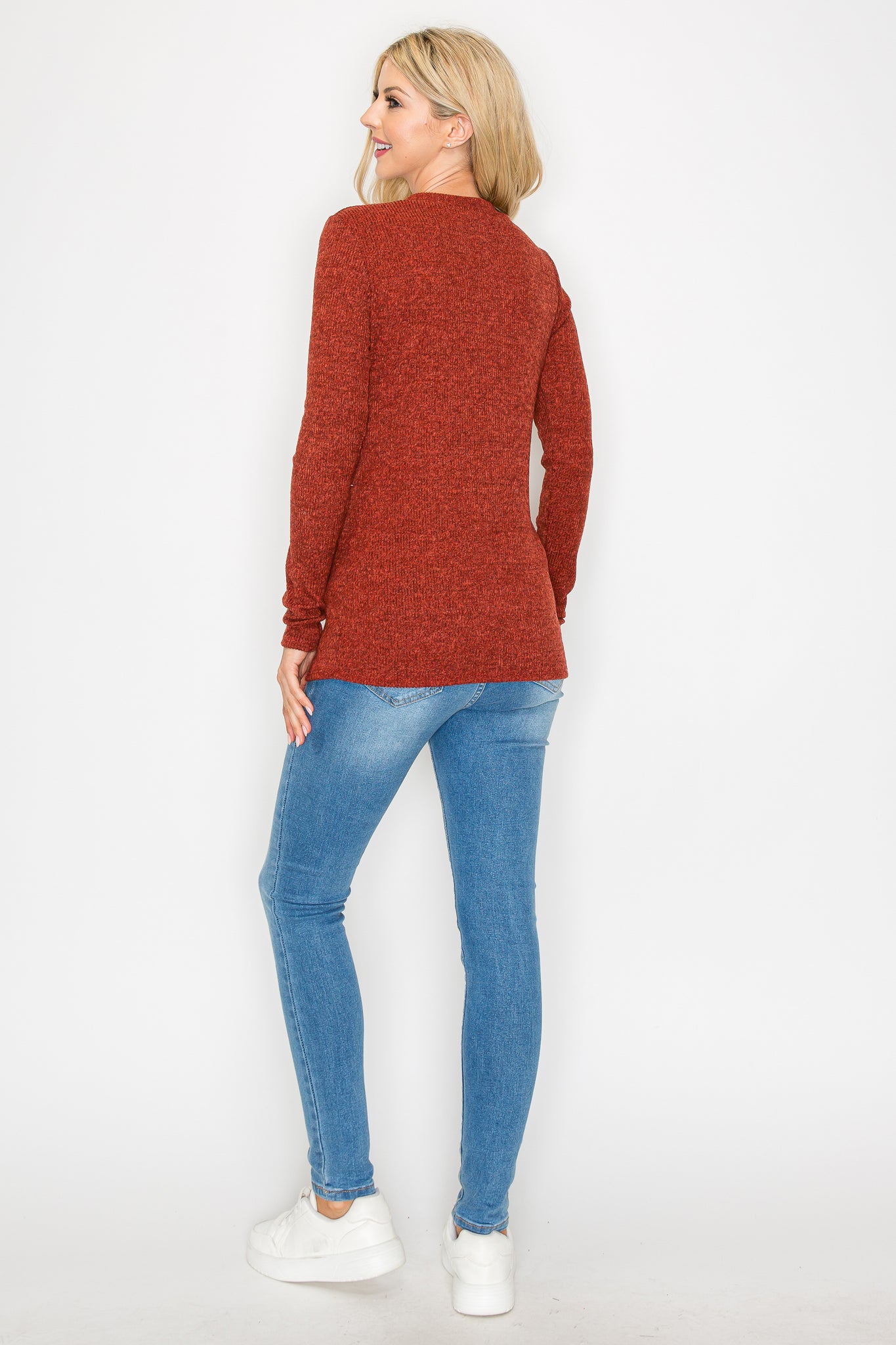 Megan Casual Long Sleeve Ribbed Top