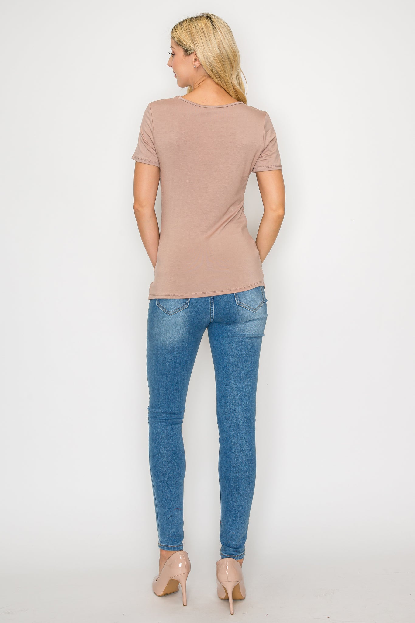 Elisse Casual Short Sleeve Top W/Side Ruched