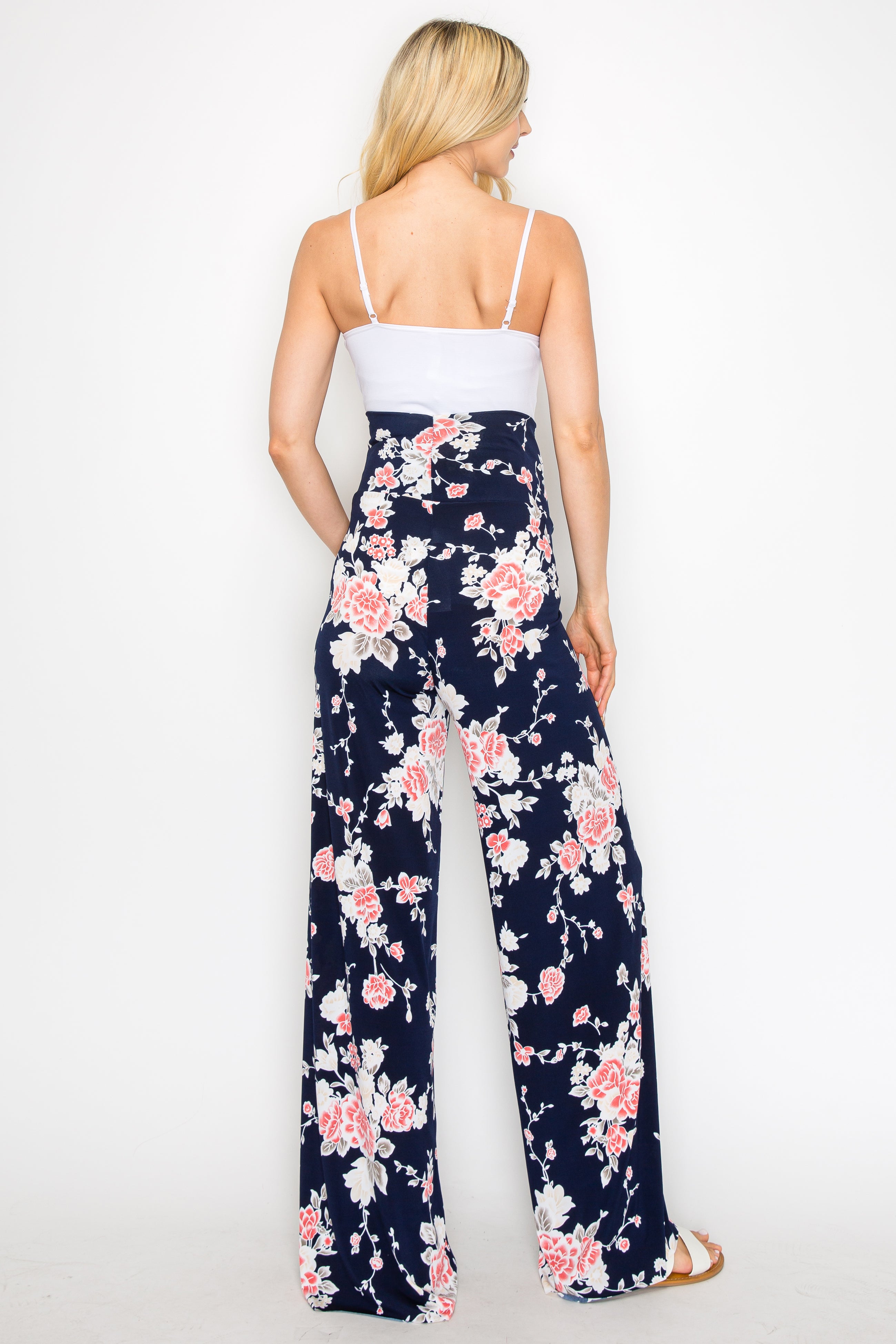 ボトムス Mila Trousers - Cabin Stripe Floral 2-3y My Bump Floral Wide Leg Fold Over High Waisted Lounge