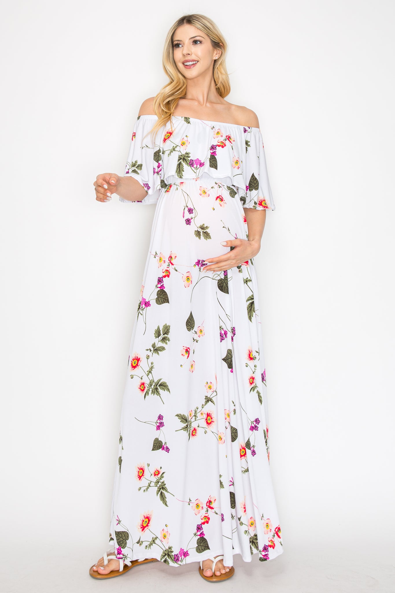 Angela Floral Off Shoulder Maxi Dress