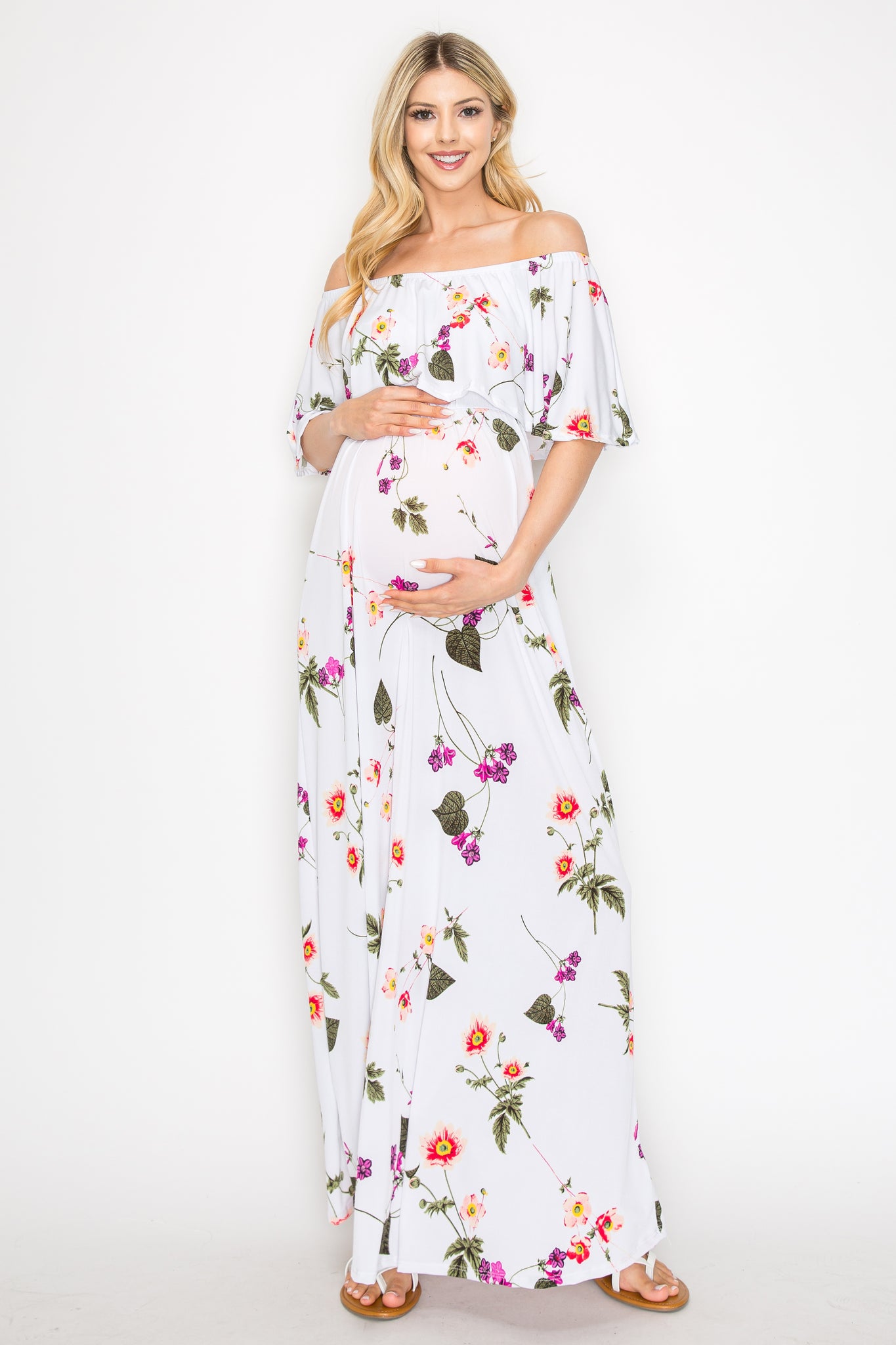 Angela Floral Off Shoulder Maxi Dress