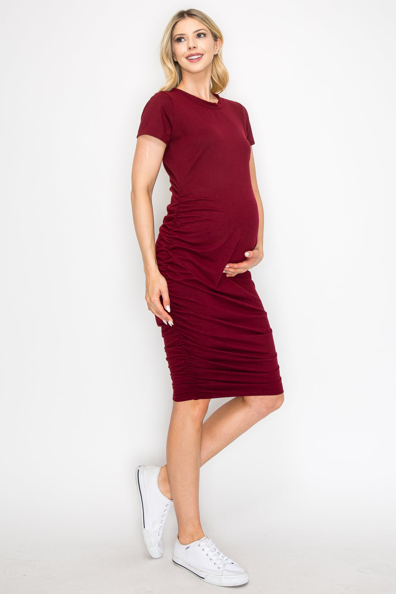 Lila Short Sleeve Bodycon Dress With Side Ruched