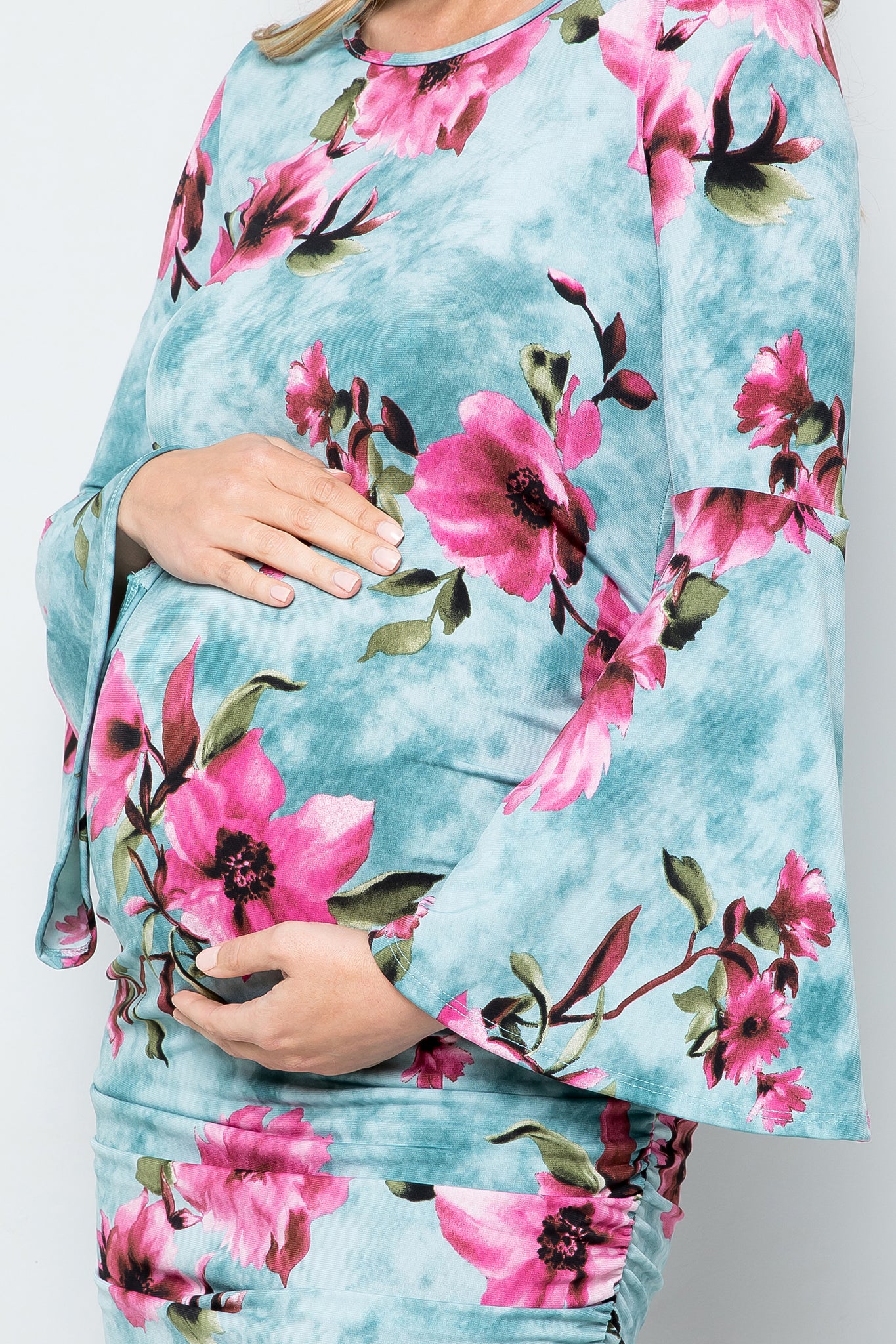 Rosalina Floral Bell Sleeve Bodycon Dress