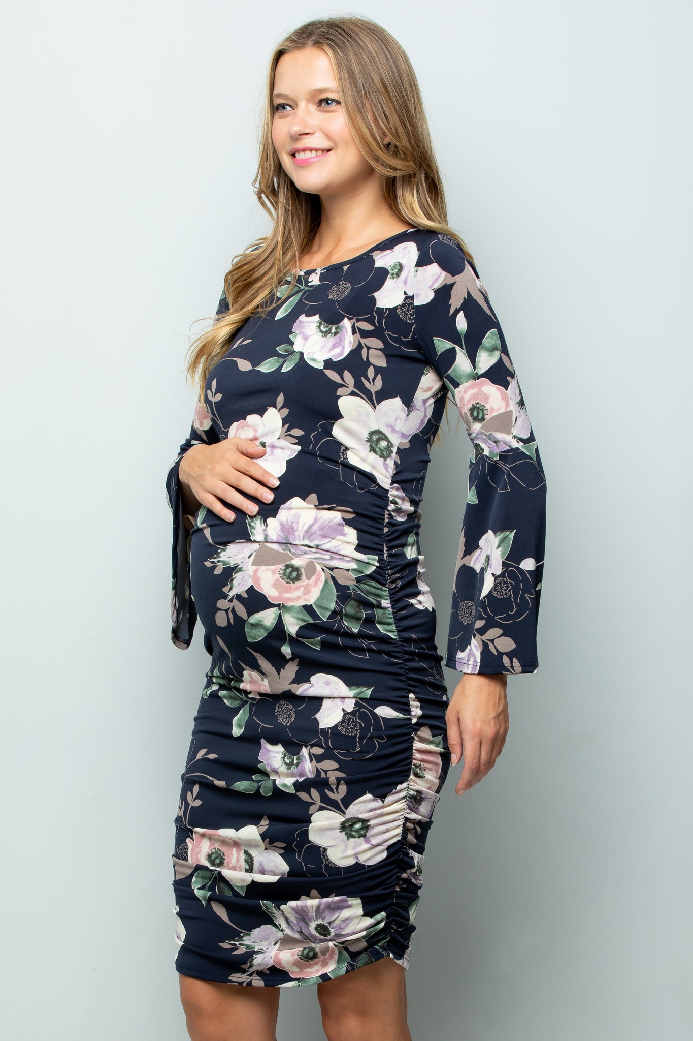 Victoria Floral Bell Sleeve Bodycon Dress