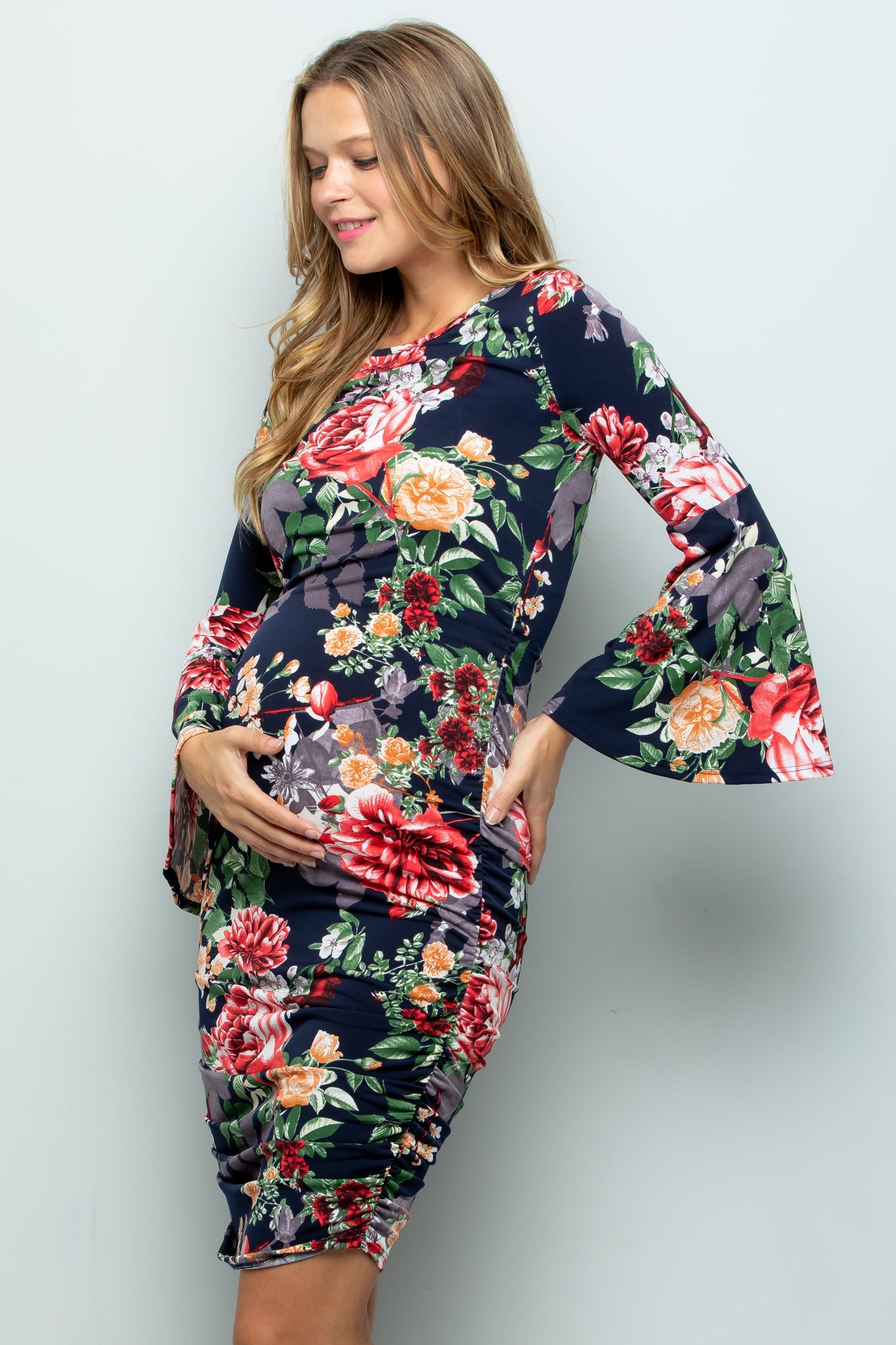 Willow Floral Bell Sleeve Bodycon Dress