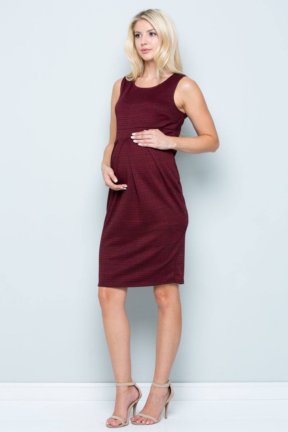 maternity pregnancy baby shower relaxed sleeveless round neck above knee spring summer fall cocktail dress