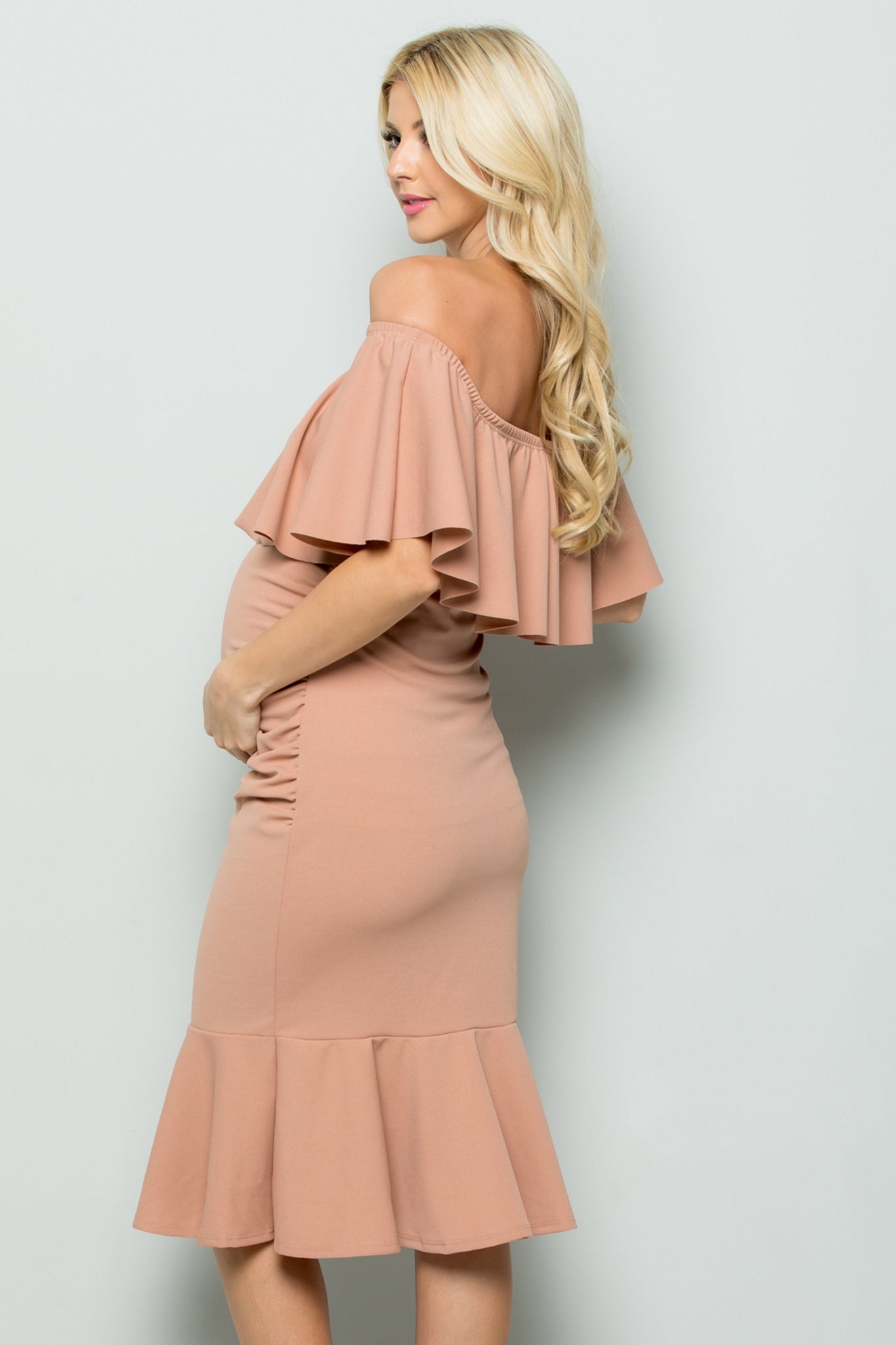 Jessica Off Shoulder Midi Mermaid Dress