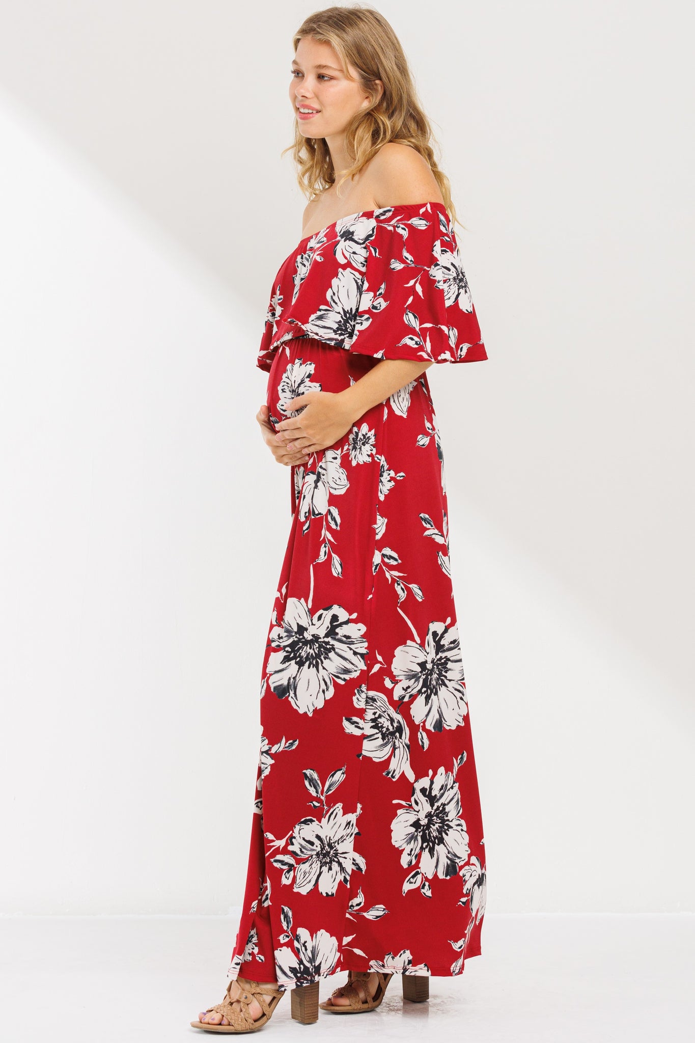 Elliana Floral Off Shoulder Maxi Dress