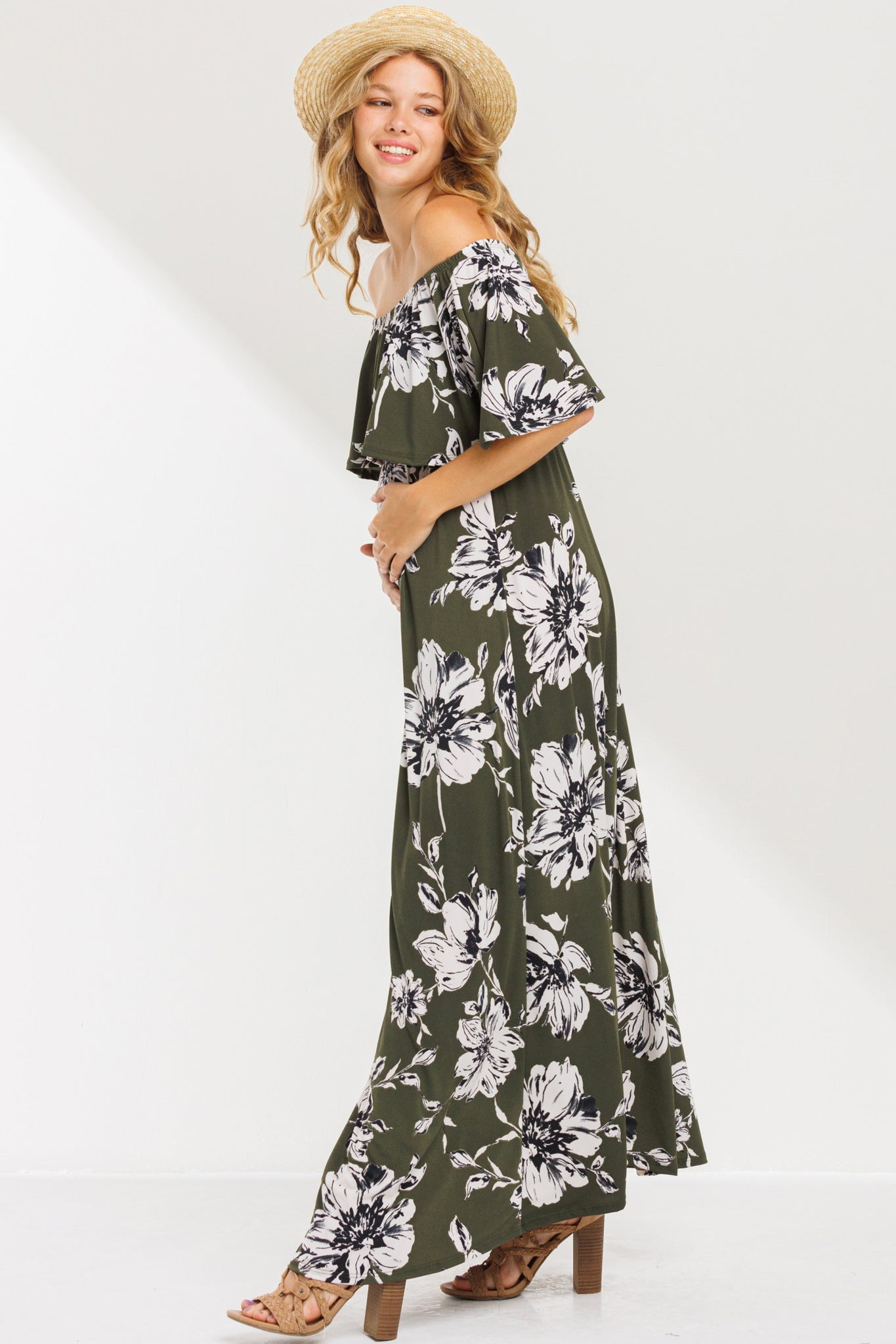Elliana Floral Off Shoulder Maxi Dress