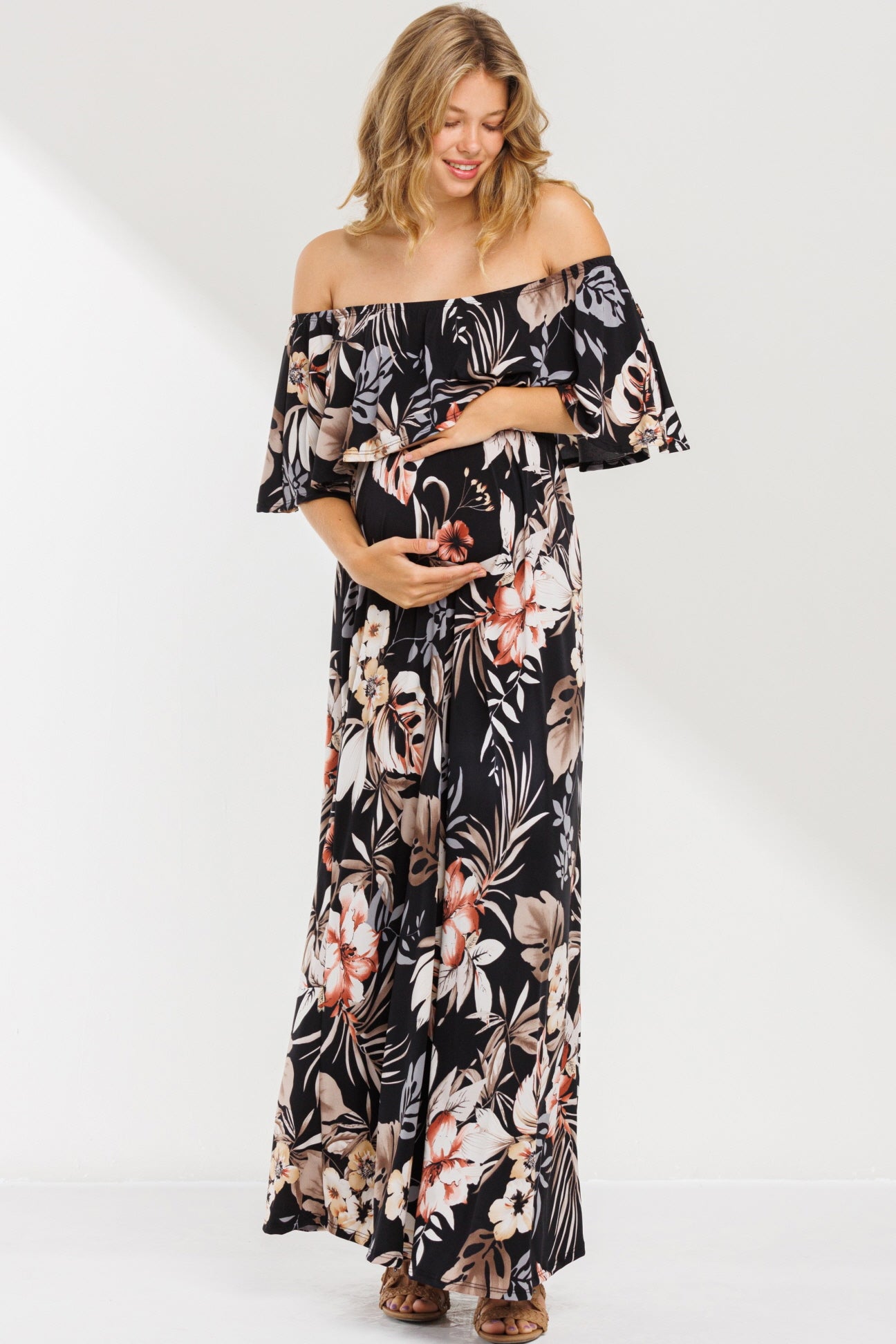 River Floral Off Shoulder Maxi Dress