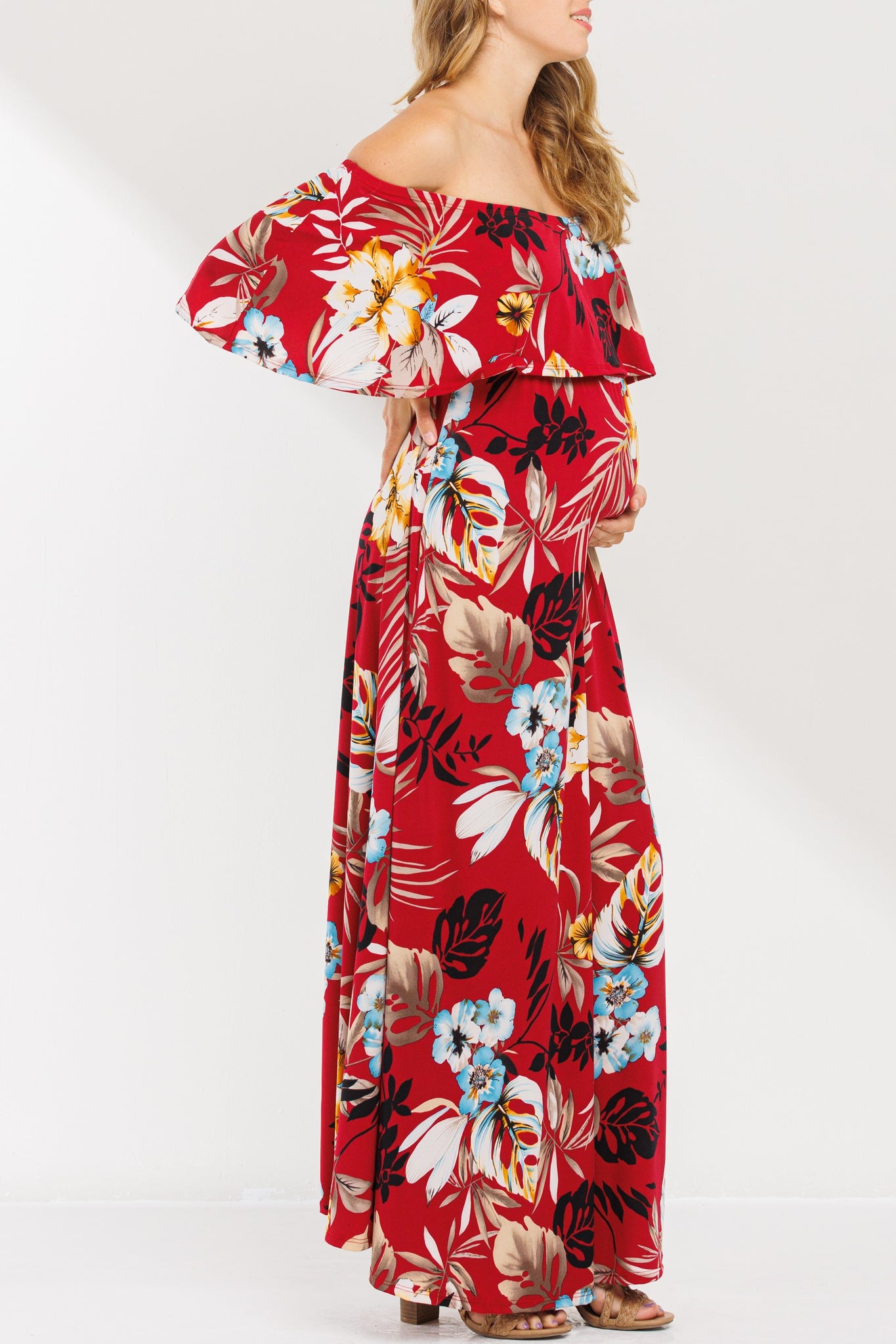 River Floral Off Shoulder Maxi Dress