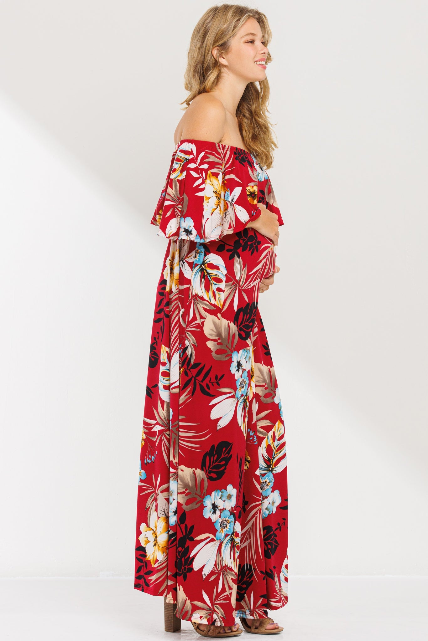 River Floral Off Shoulder Maxi Dress