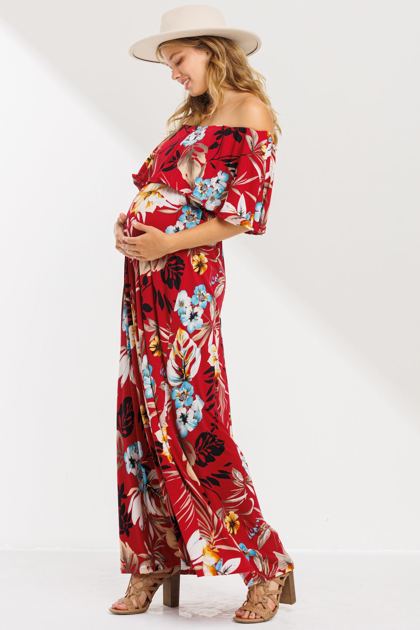 River Floral Off Shoulder Maxi Dress