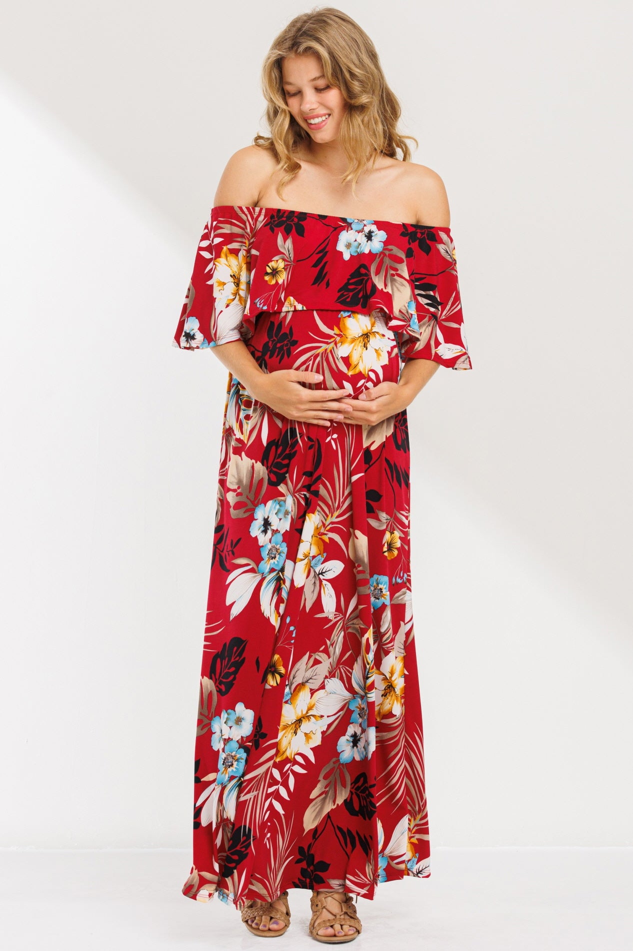 River Floral Off Shoulder Maxi Dress