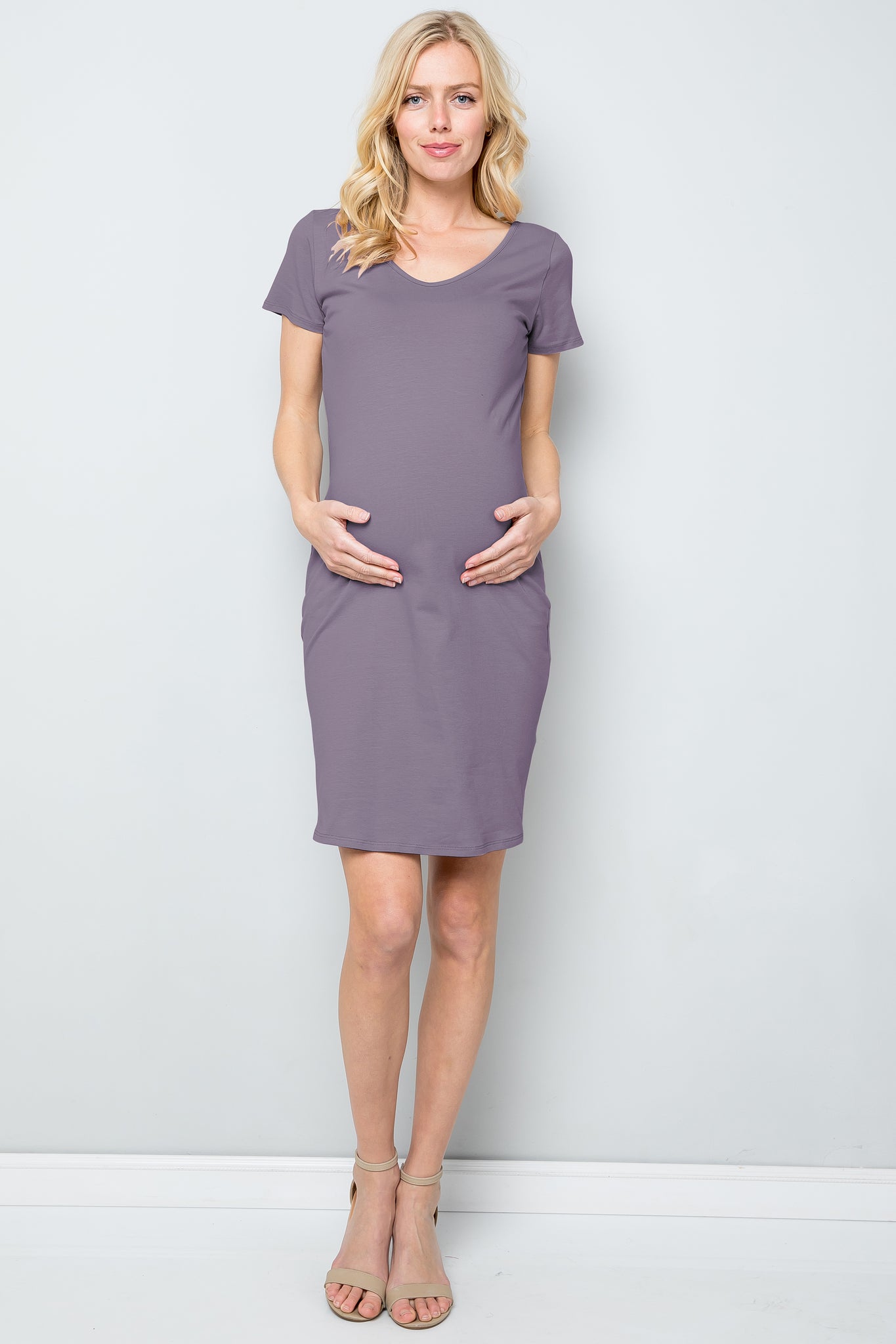maternity pregnancy baby shower short cap sleeve v neck above knee summer basic shirt dress