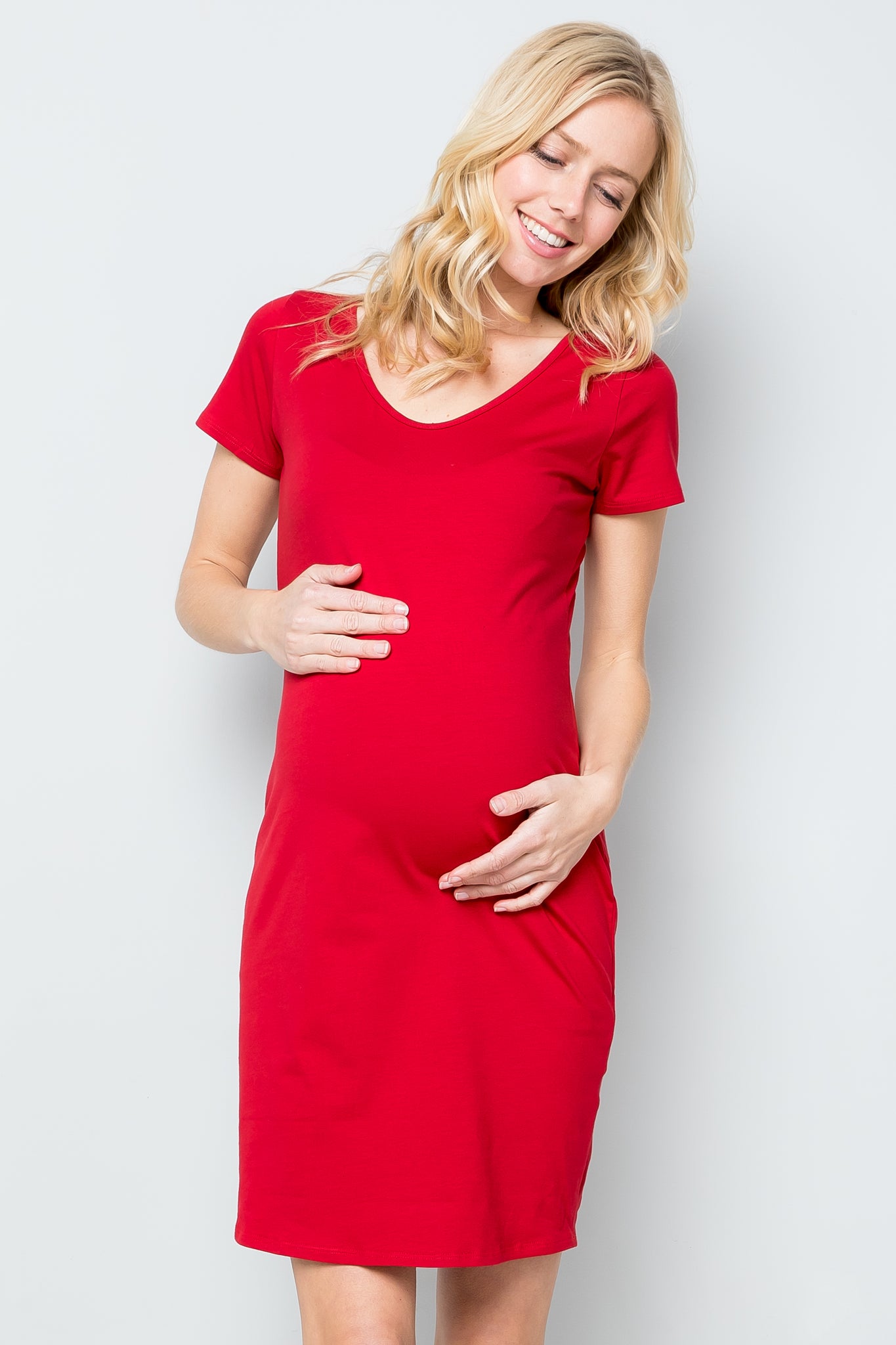 maternity pregnancy baby shower short cap sleeve v neck above knee summer basic shirt dress