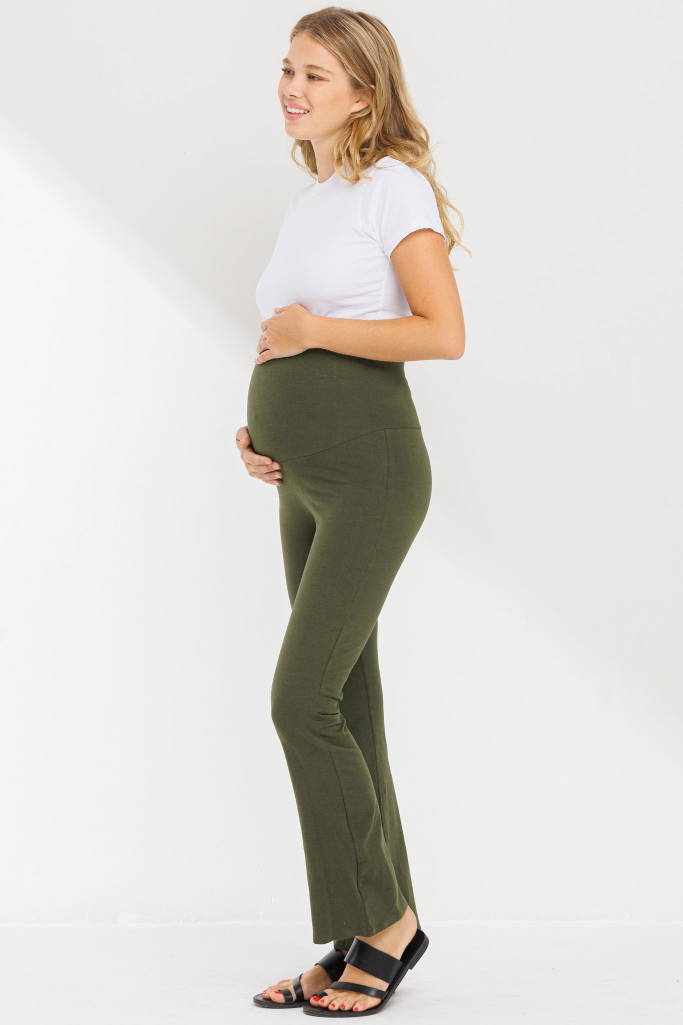 My Bump High Waisted Fold Over Belly Lounge Yoga Maternity Pants