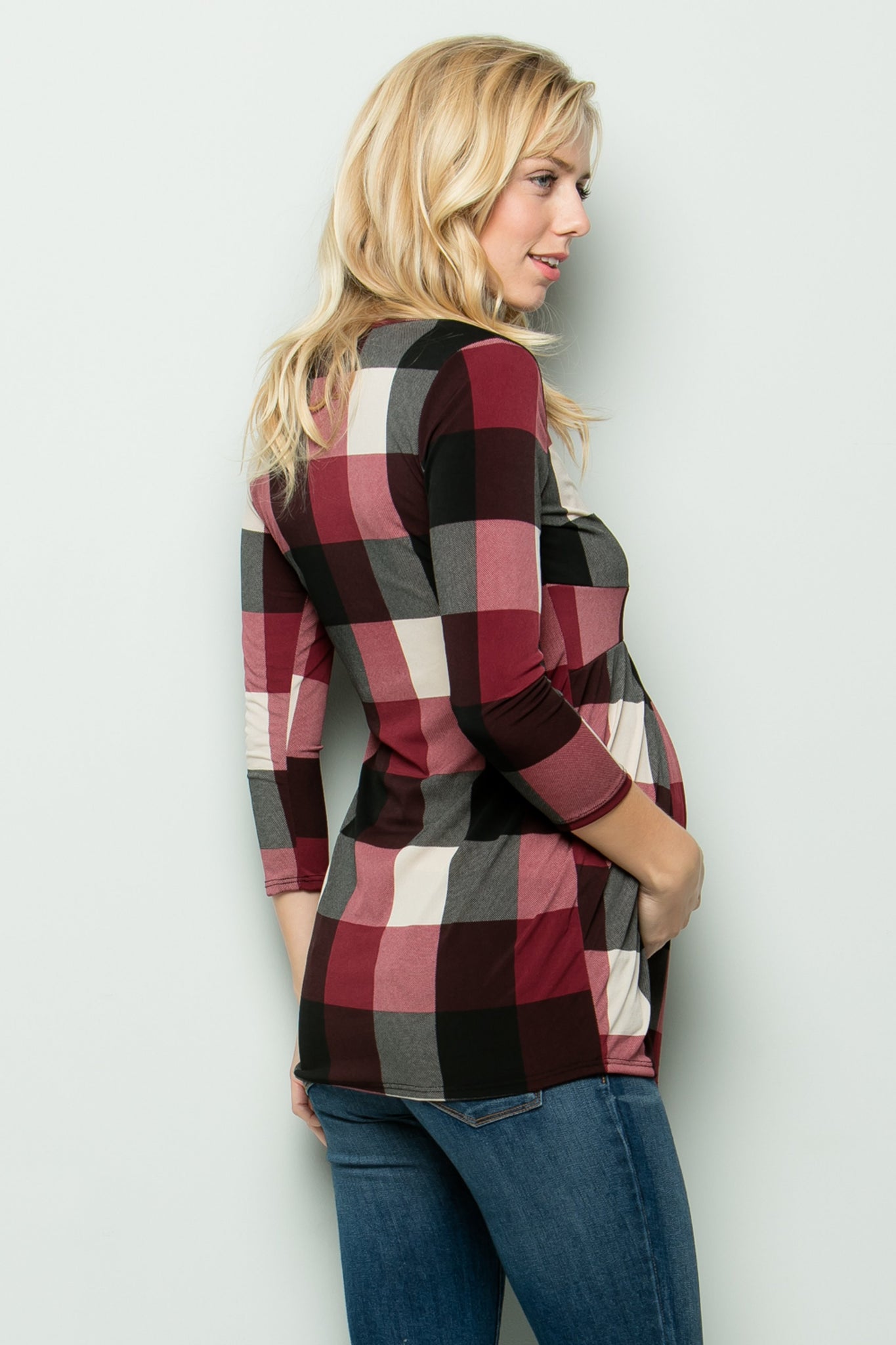 Betsy Plaid Pleated Top