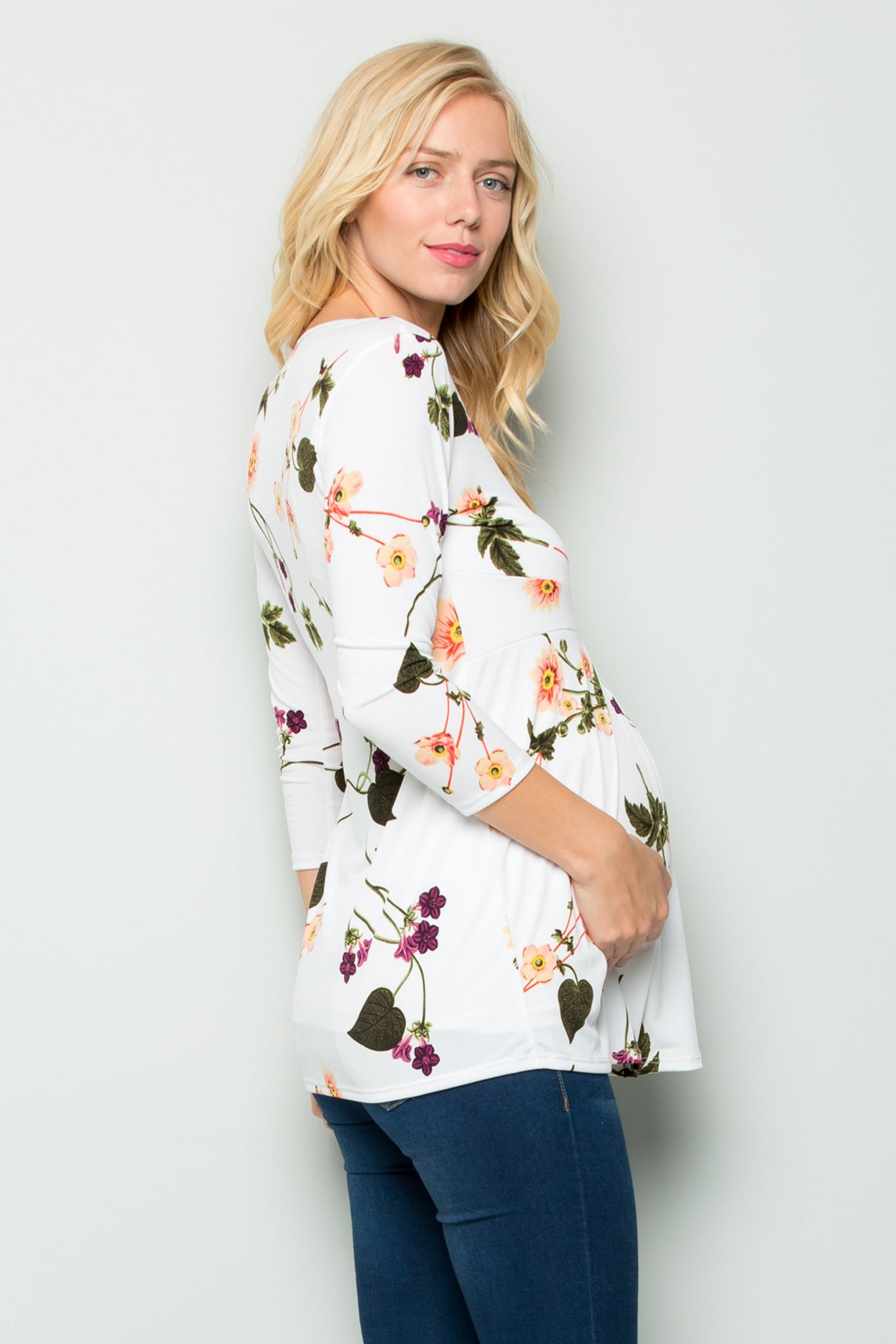 Cynthia Floral Pleated Top