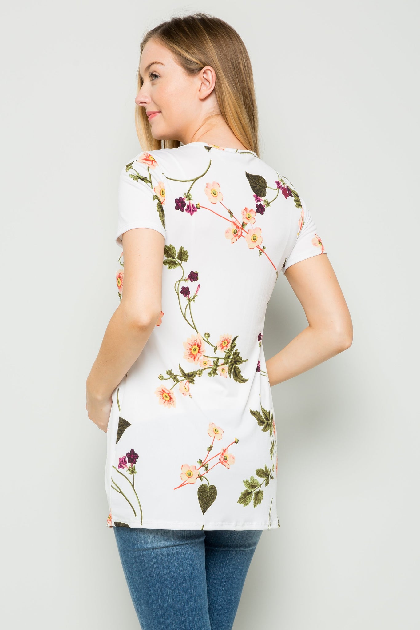 Angie Floral Pleated Top