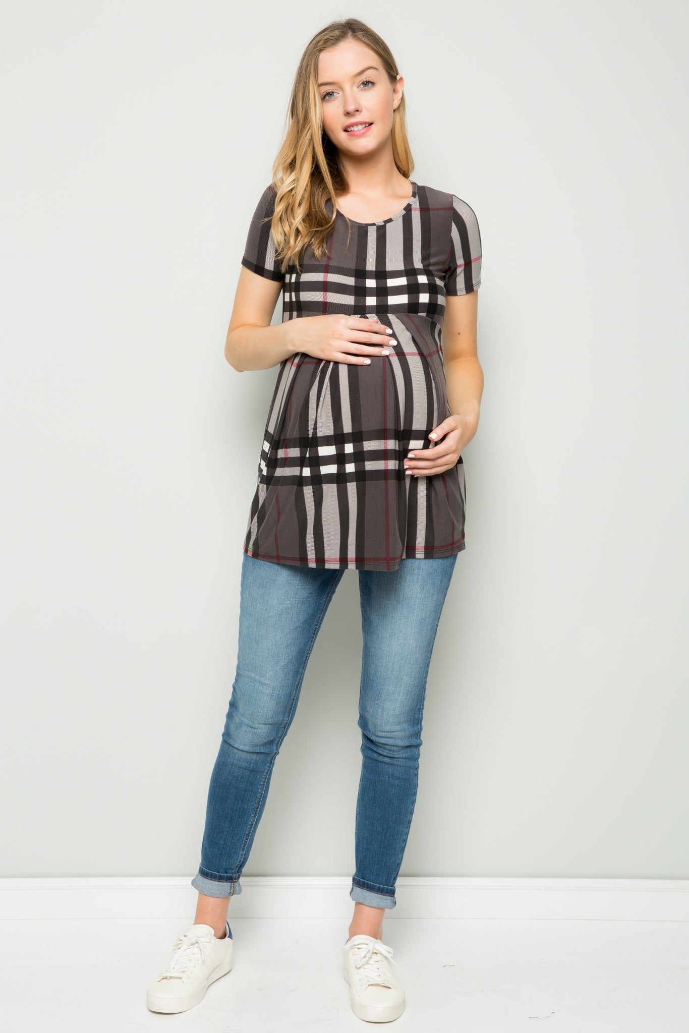 Haven Plaid Pleated Top