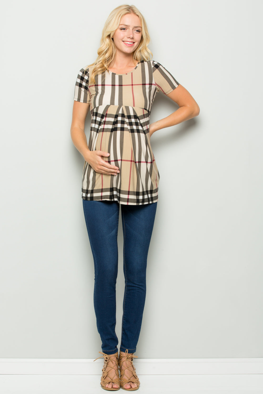 Haven Plaid Pleated Top