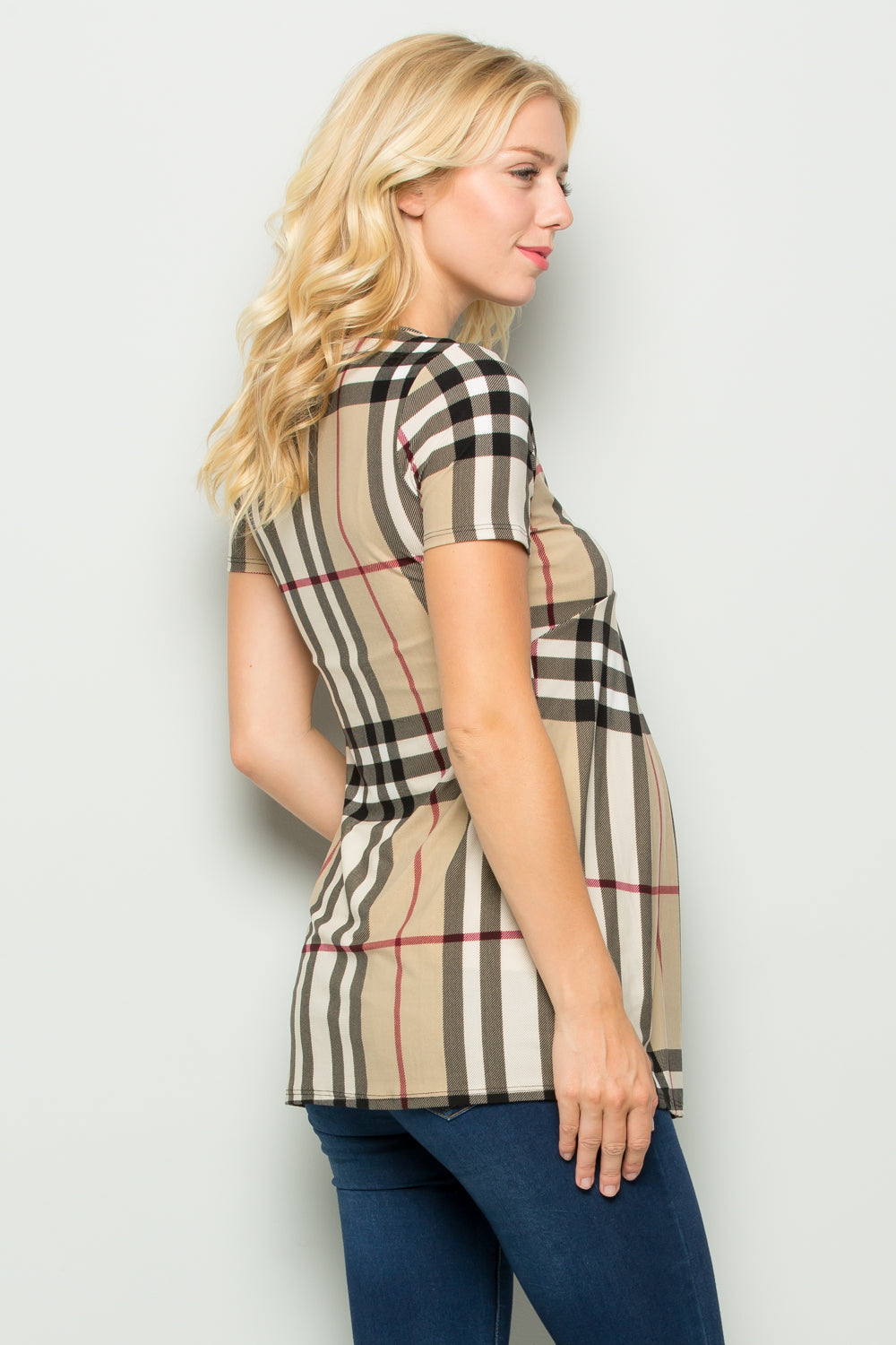 Haven Plaid Pleated Top