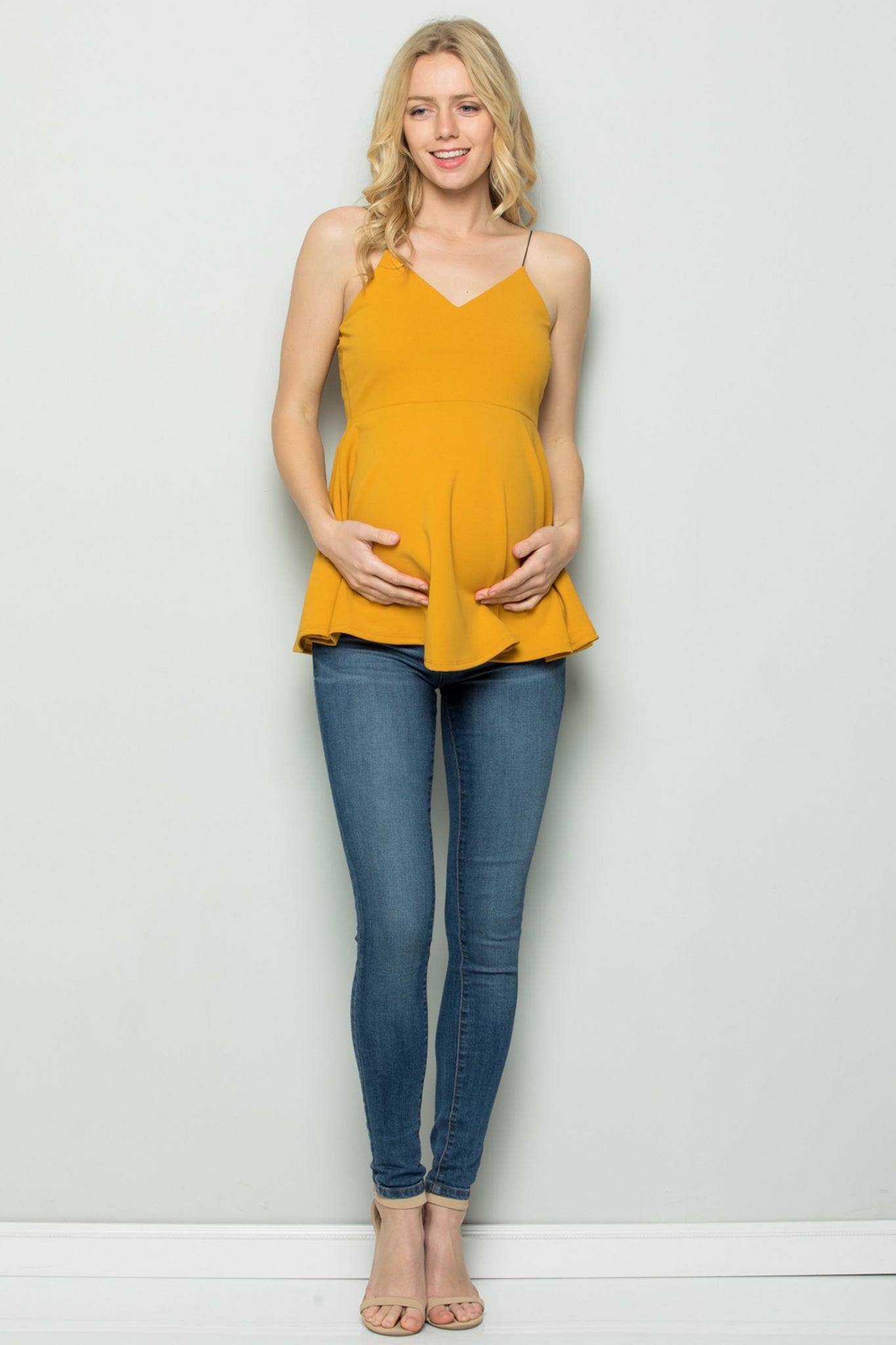 maternity pregnancy baby shower strap peplum top shirt blouse