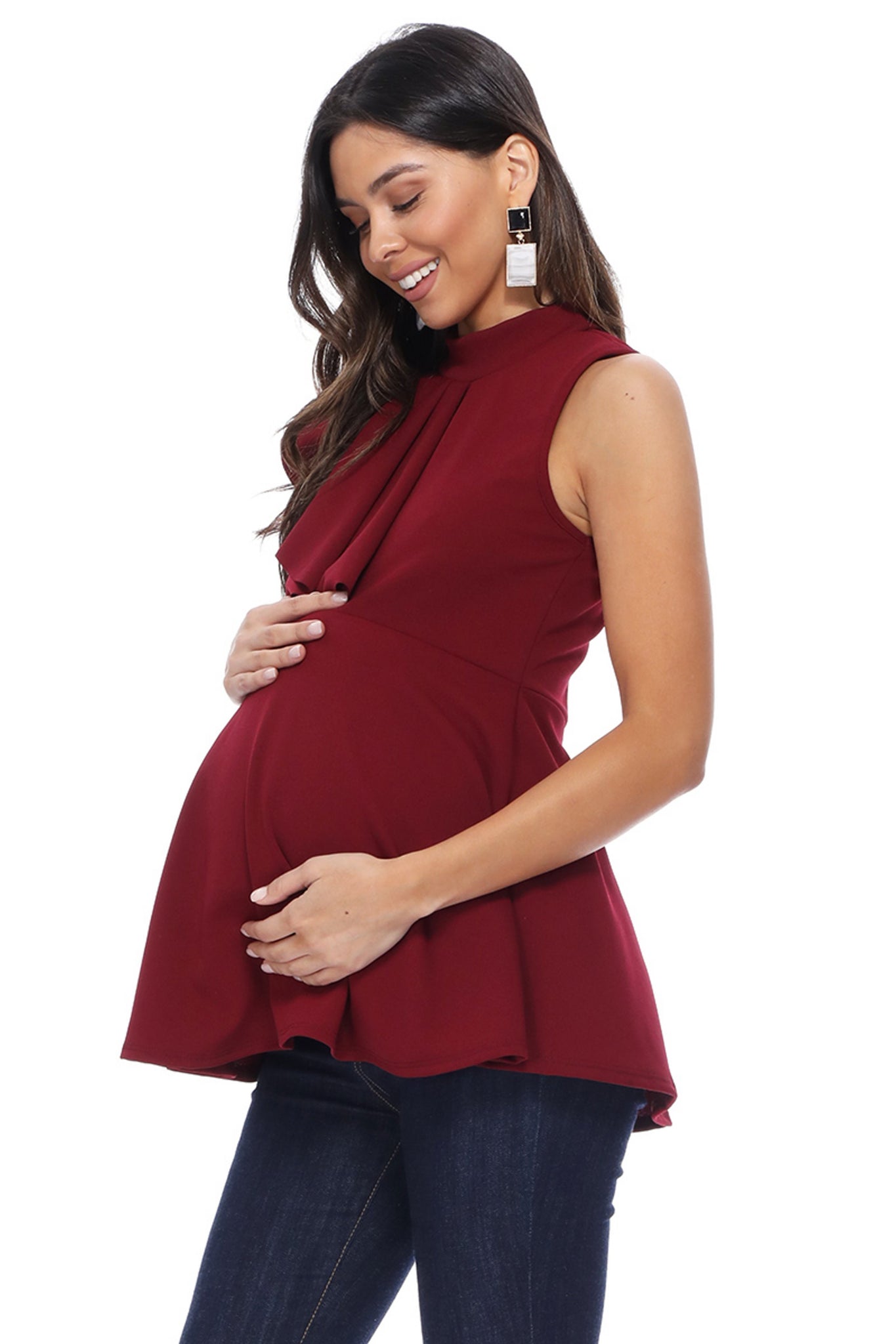 maternity pregnancy baby shower sleeveless peplum top shirt blouse