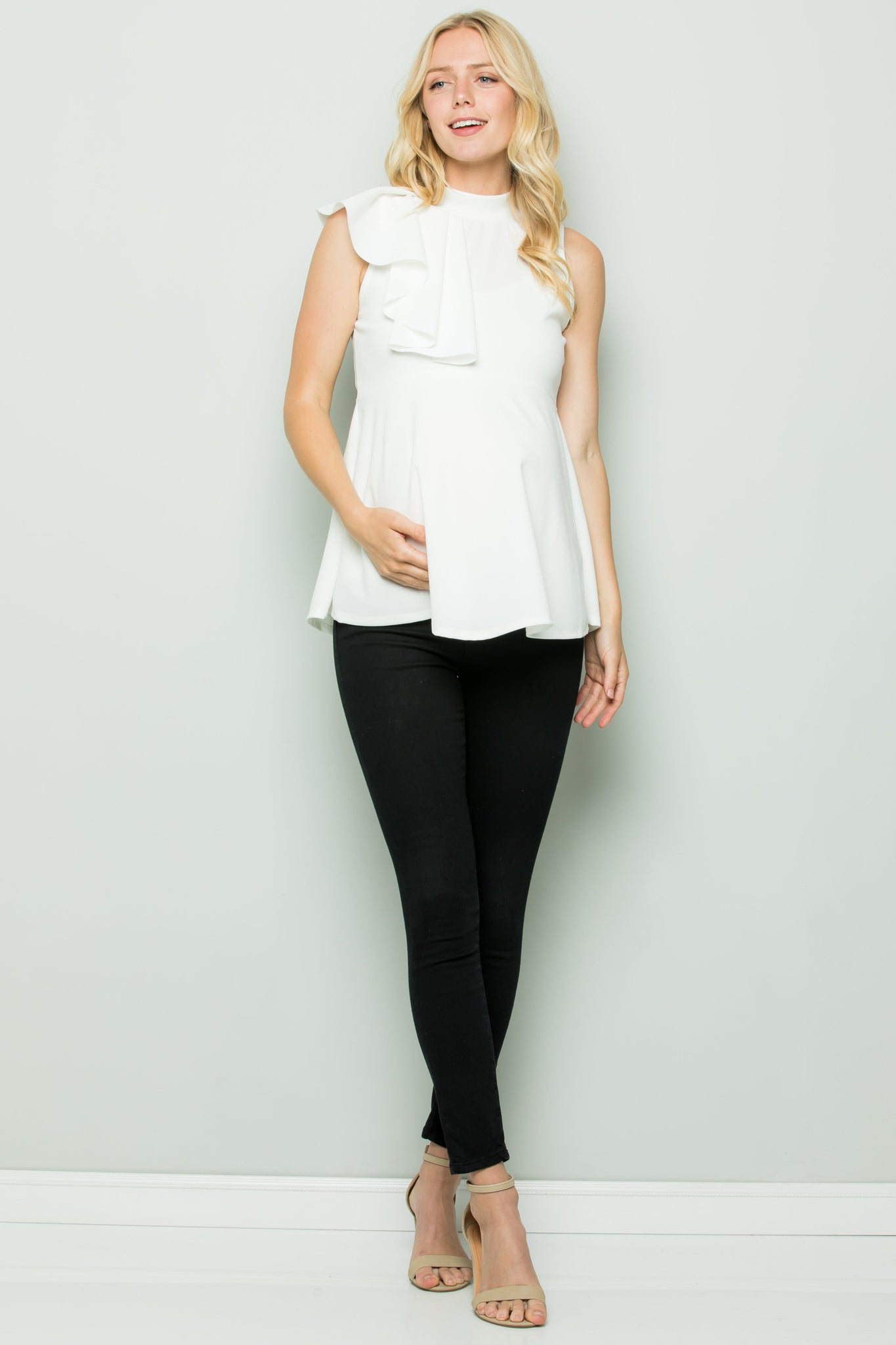 maternity pregnancy baby shower sleeveless peplum top shirt blouse