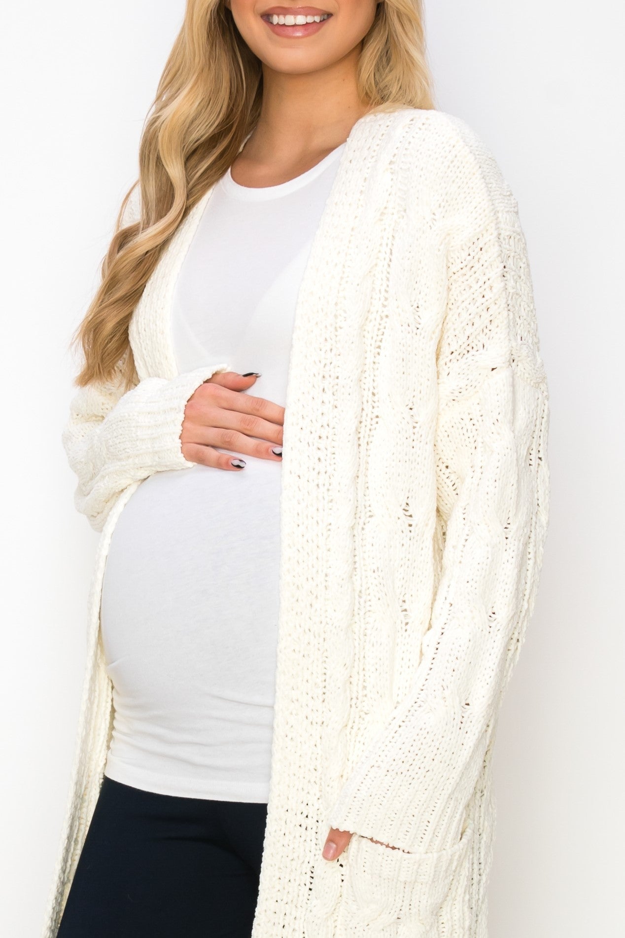 My Bump Zuri Crochet Knit Open Cardigan